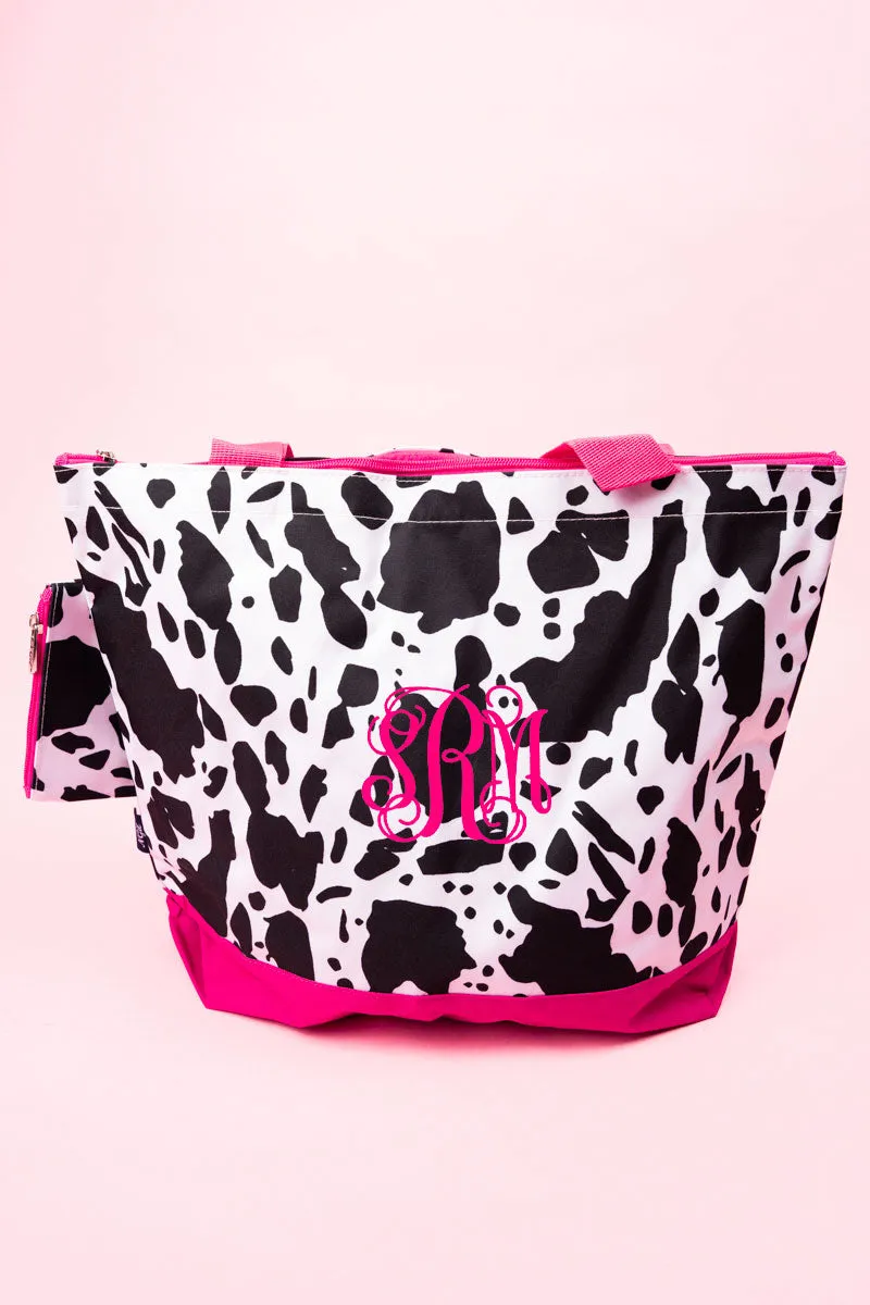 Deja Moo with Hot Pink Trim with Hot Pink Trim Tote Bag