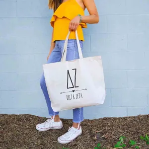 Delta Zeta Stylized Sorority Greek Letters Printed Canvas Bag
