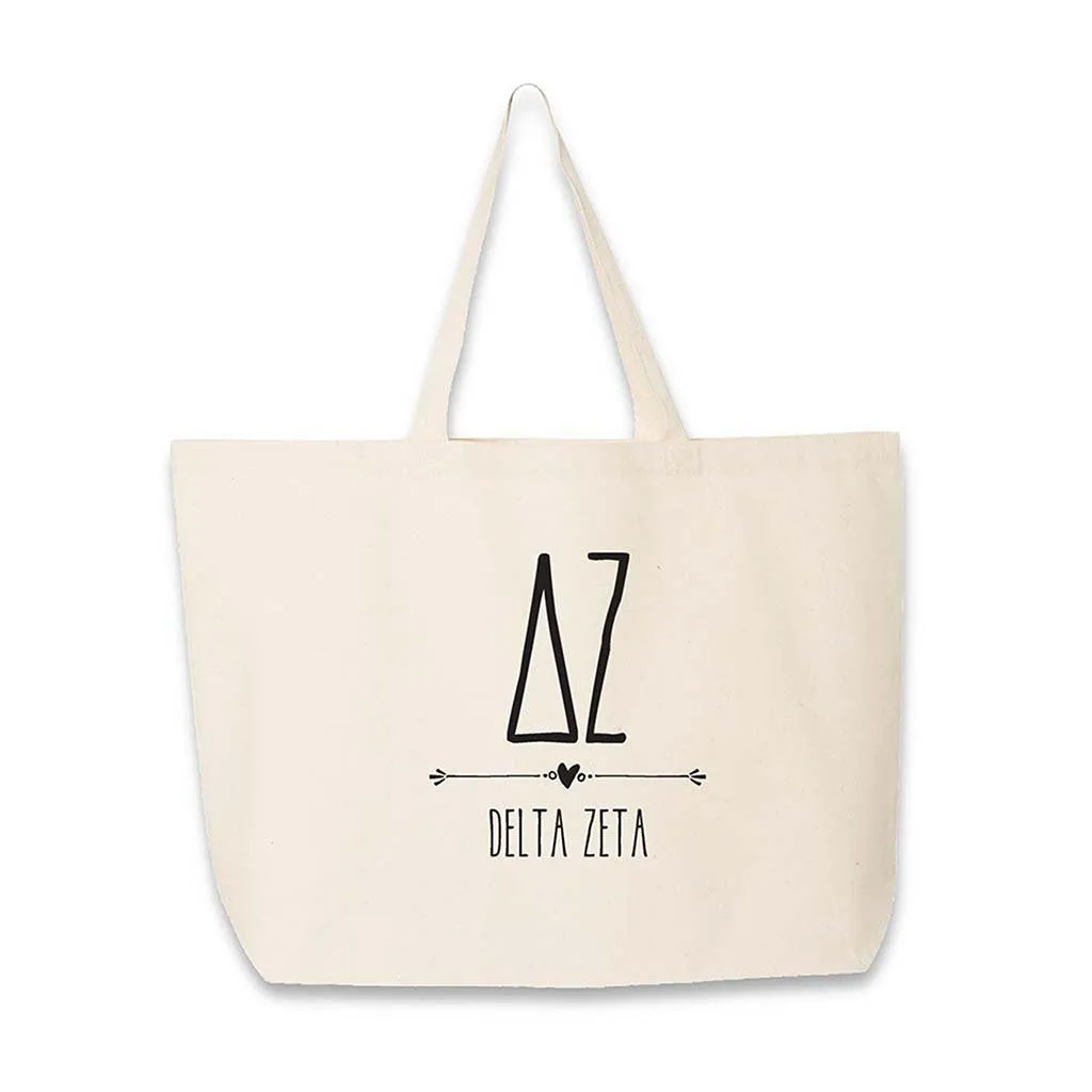 Delta Zeta Stylized Sorority Greek Letters Printed Canvas Bag