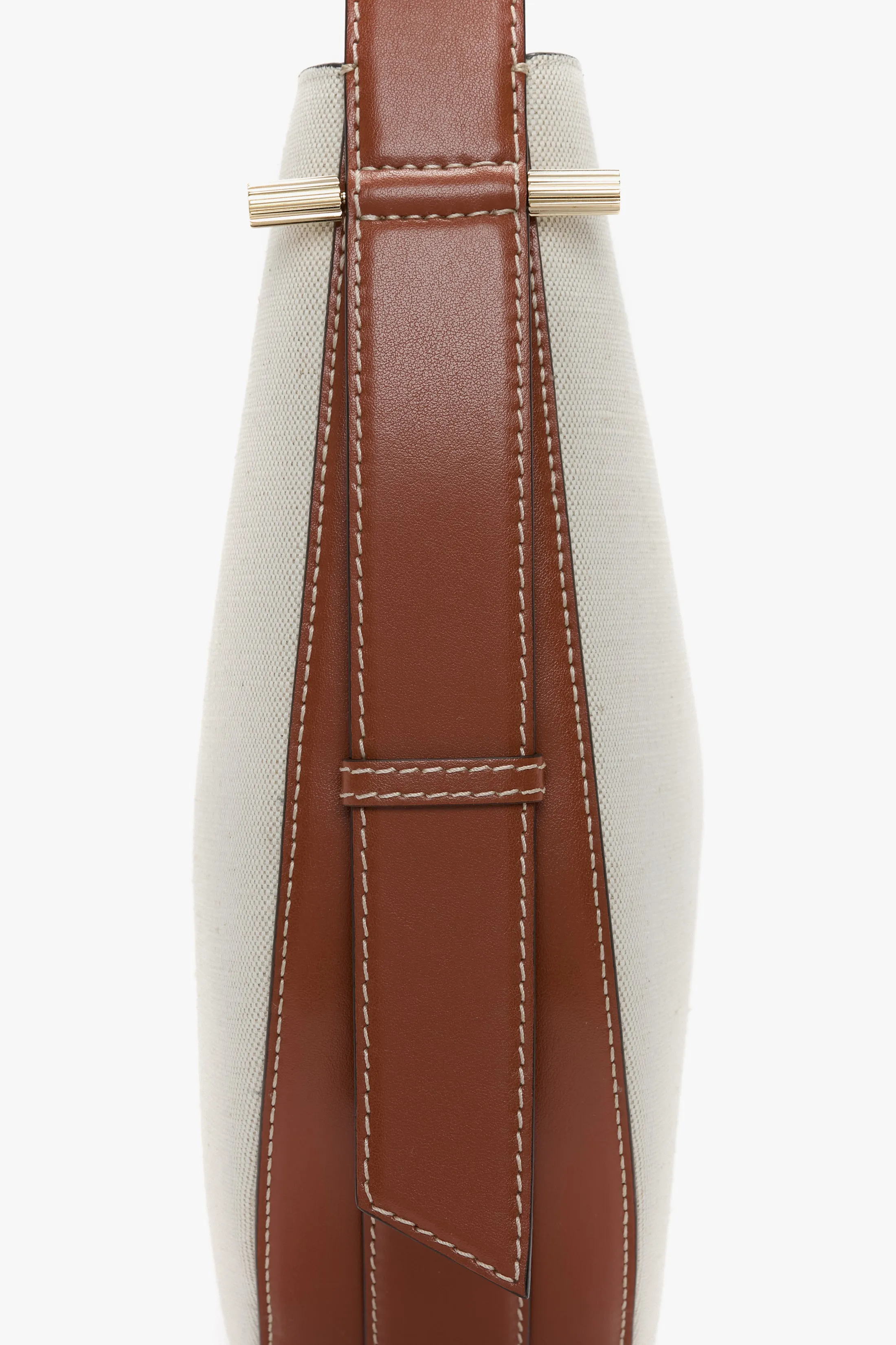 Dia Hobo Bag In Ivory Canvas With Tan Leather