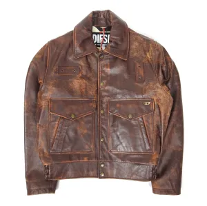 Diesel L-Muddy Distressed Leather Jacket Size Small
