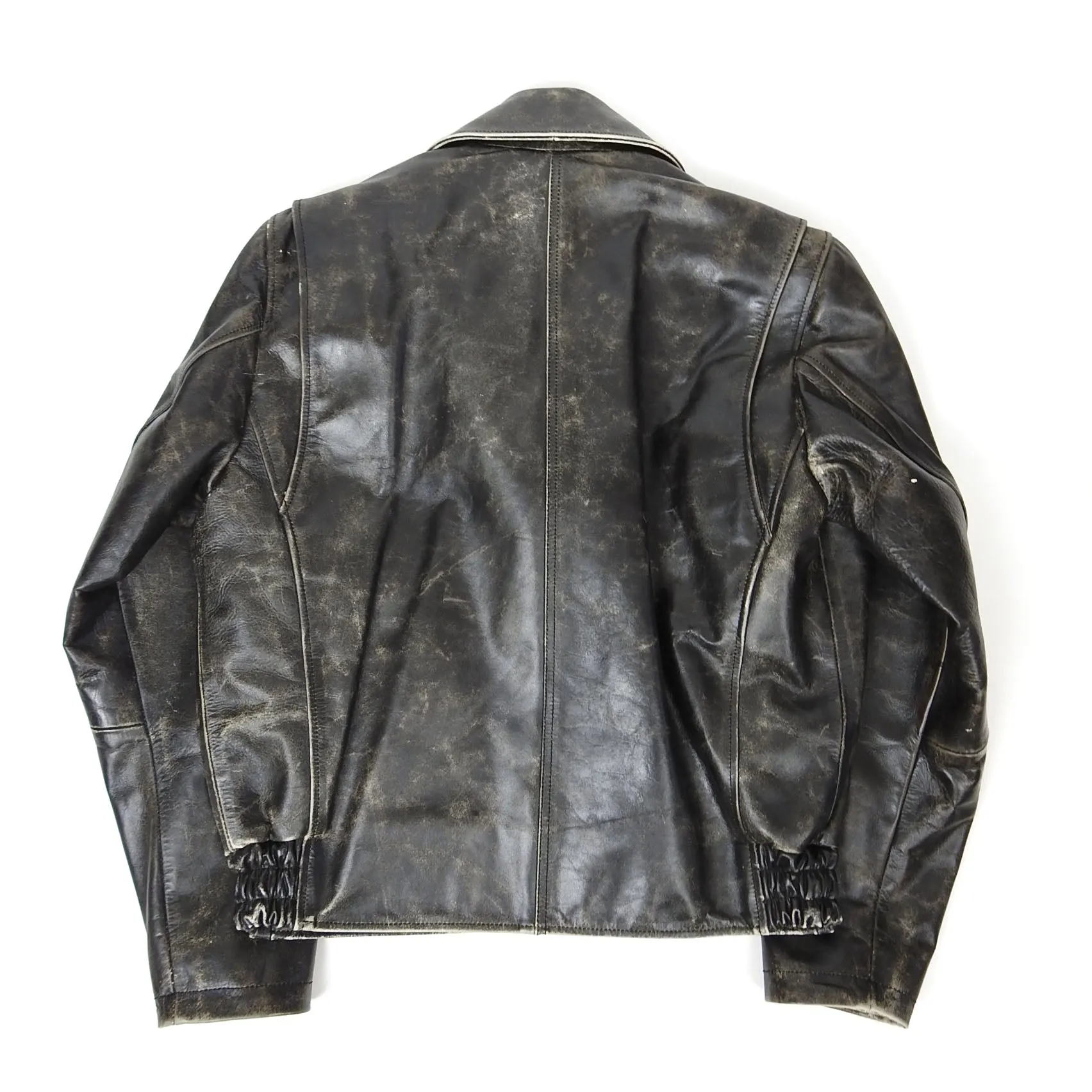 Diesel L-Muddy Distressed Leather Jacket Size Small