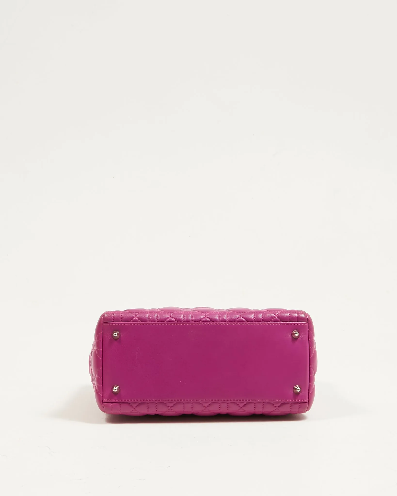 Dior Fuchsia Pink Lambskin Cannage Medium Lady Dior Tote