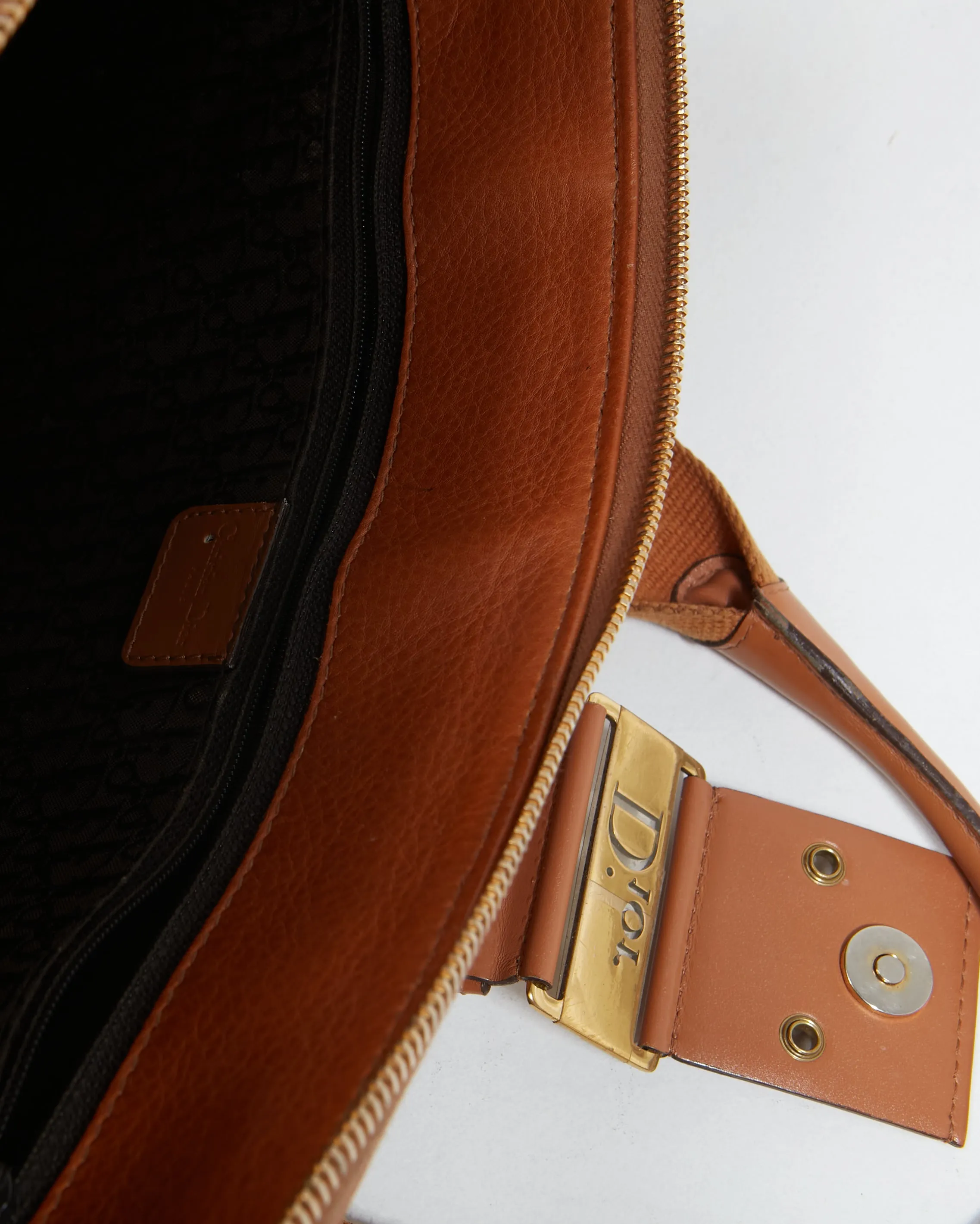 Dior Vintage Tan Leather Street Chic Top Handle Tote Bag