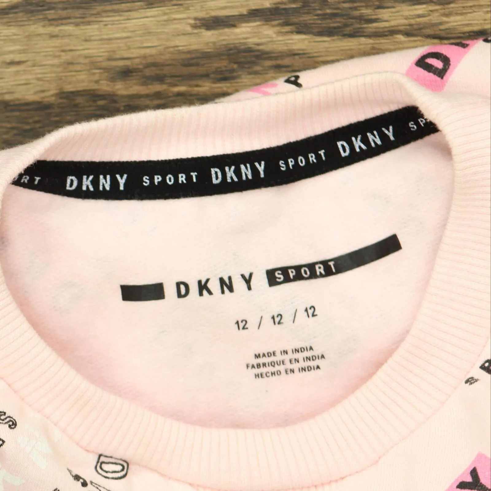 DKNY Sport Girls Logo Pullover Graphic Sweater 166a4935c0fe82 Pink 12