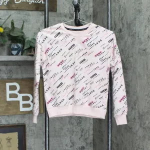 DKNY Sport Girls Logo Pullover Graphic Sweater 166a4935c0fe82 Pink 12