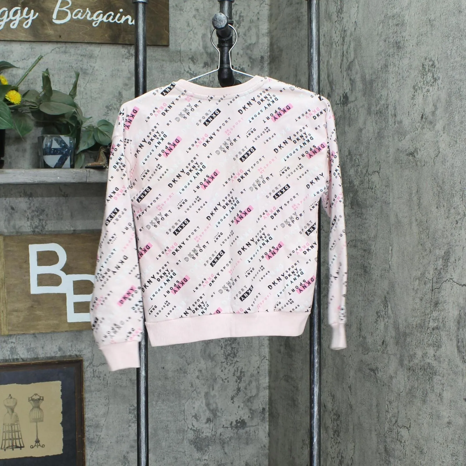 DKNY Sport Girls Logo Pullover Graphic Sweater 166a4935c0fe82 Pink 12