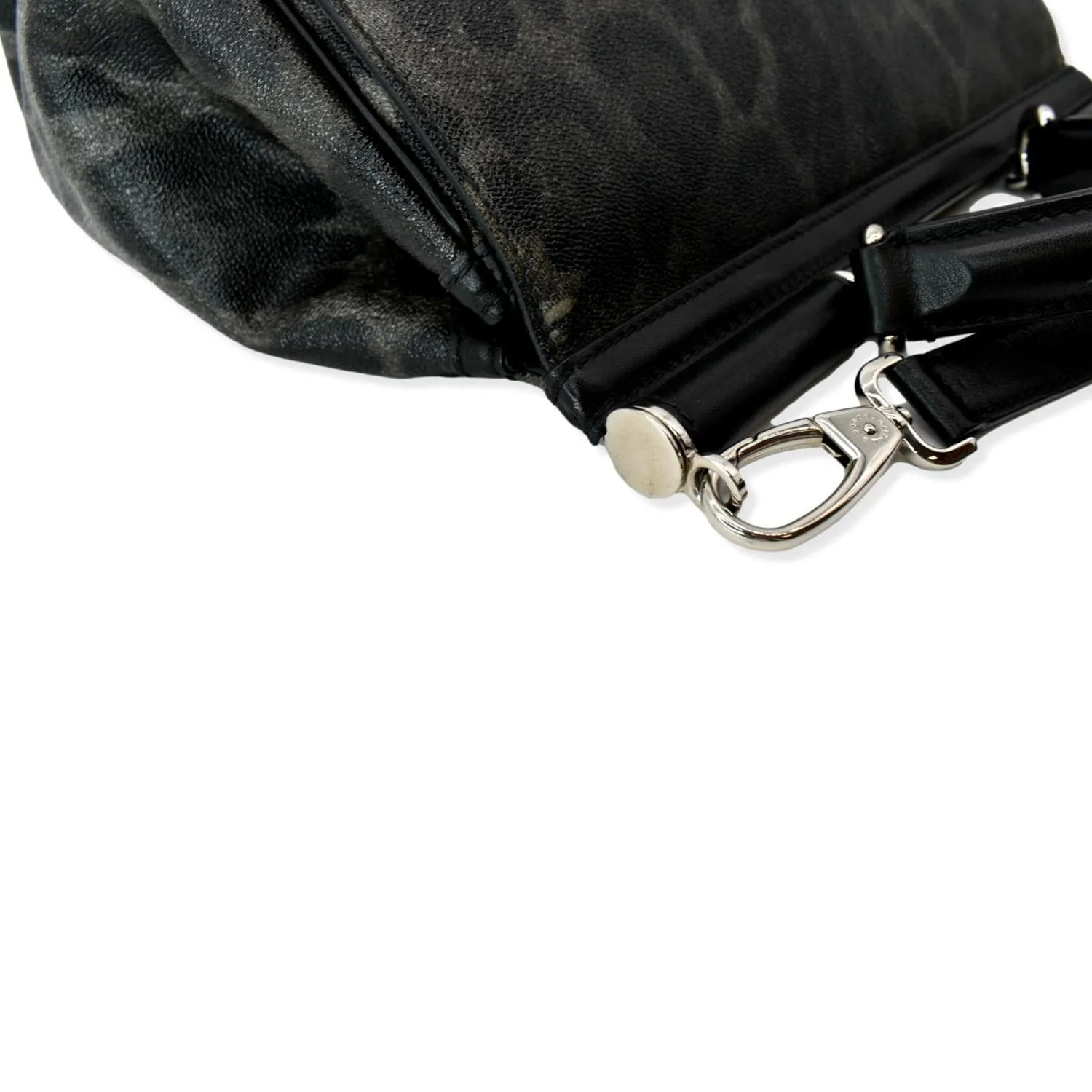 DOLCE & GABBANA Miss Sicily Leopard Print Leather Shoulder Bag Black