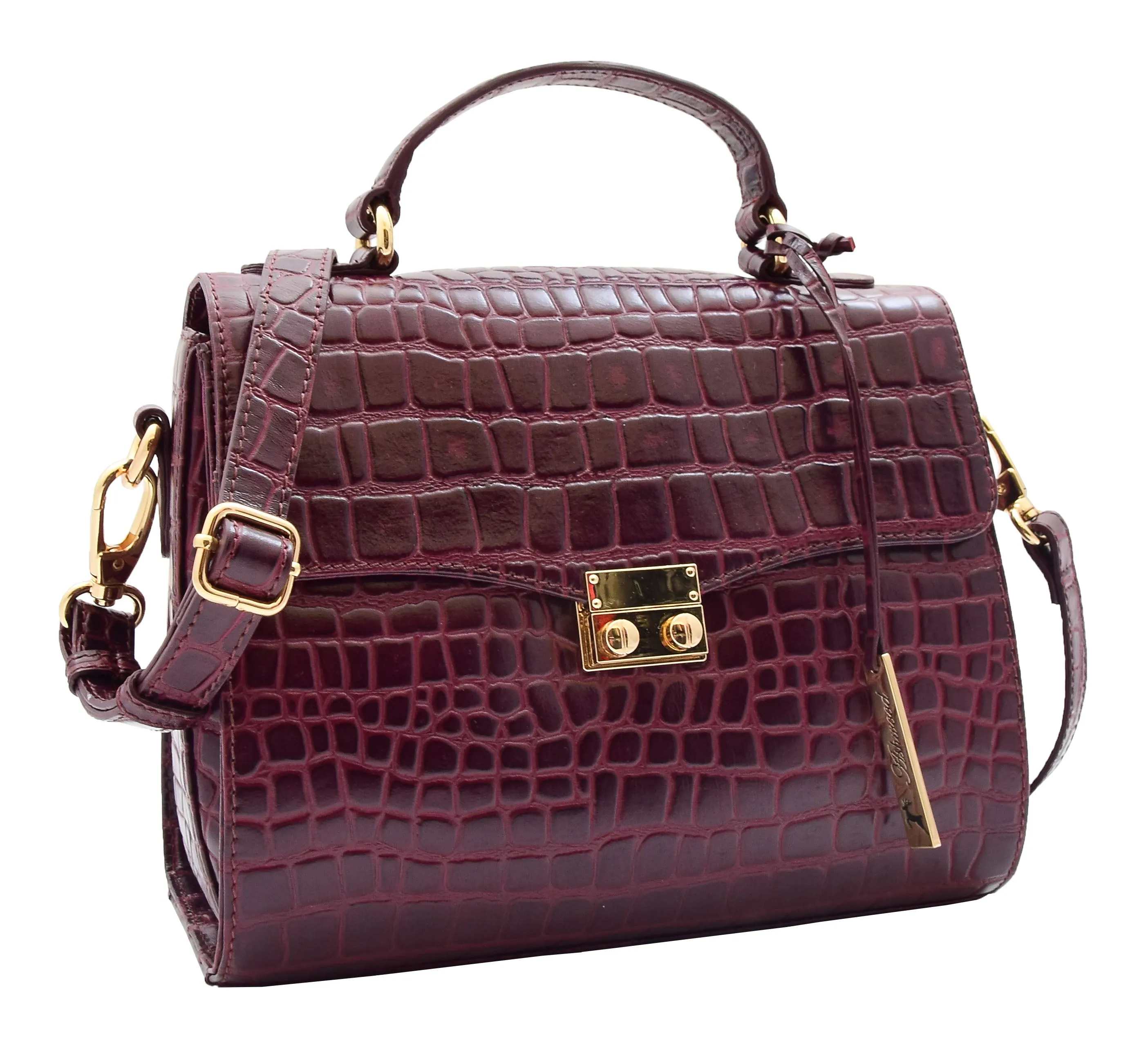 DR300 Women's Smart Work Leather Organiser Shoulder Bag Bordo