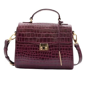DR300 Women's Smart Work Leather Organiser Shoulder Bag Bordo
