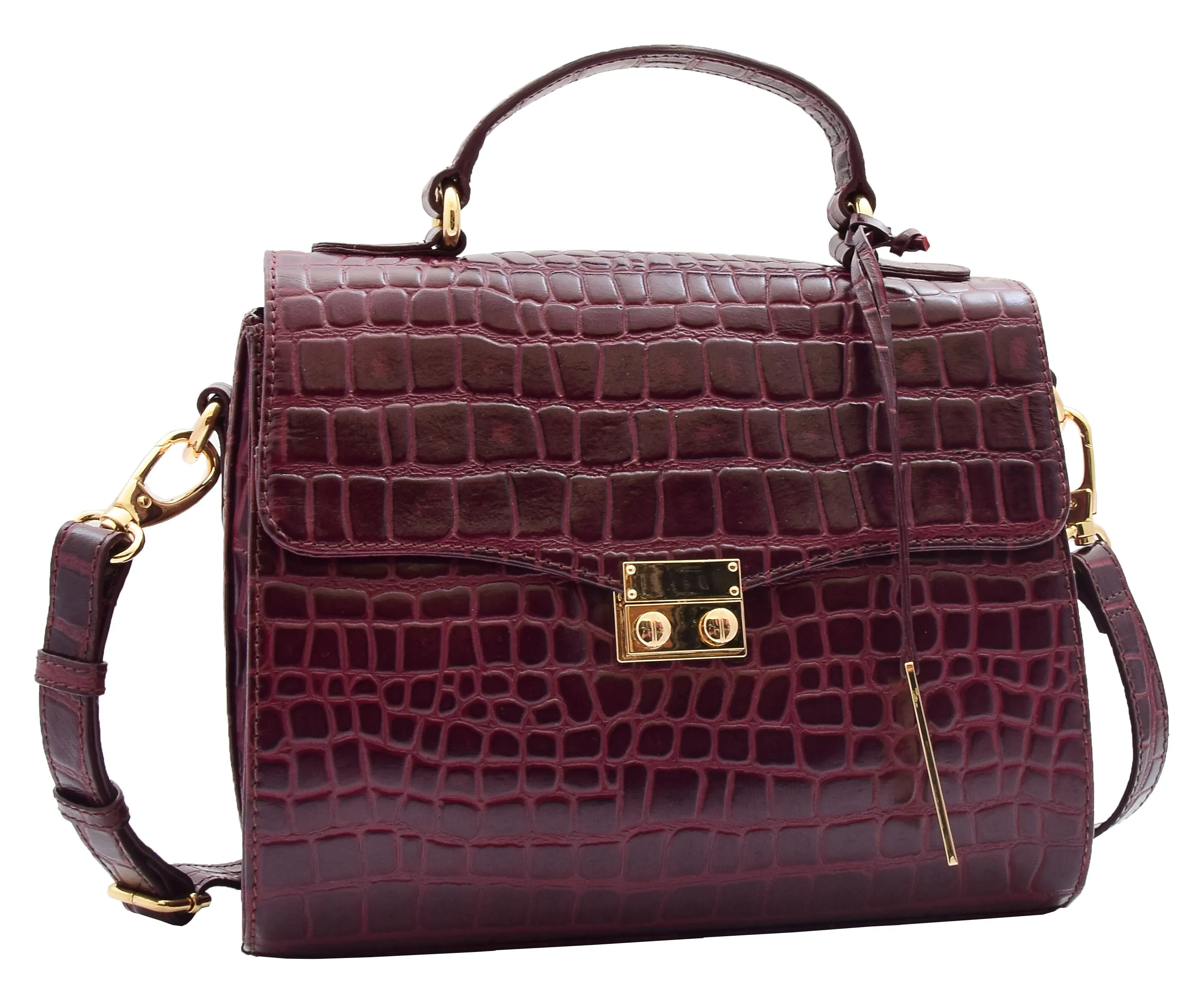 DR300 Women's Smart Work Leather Organiser Shoulder Bag Bordo