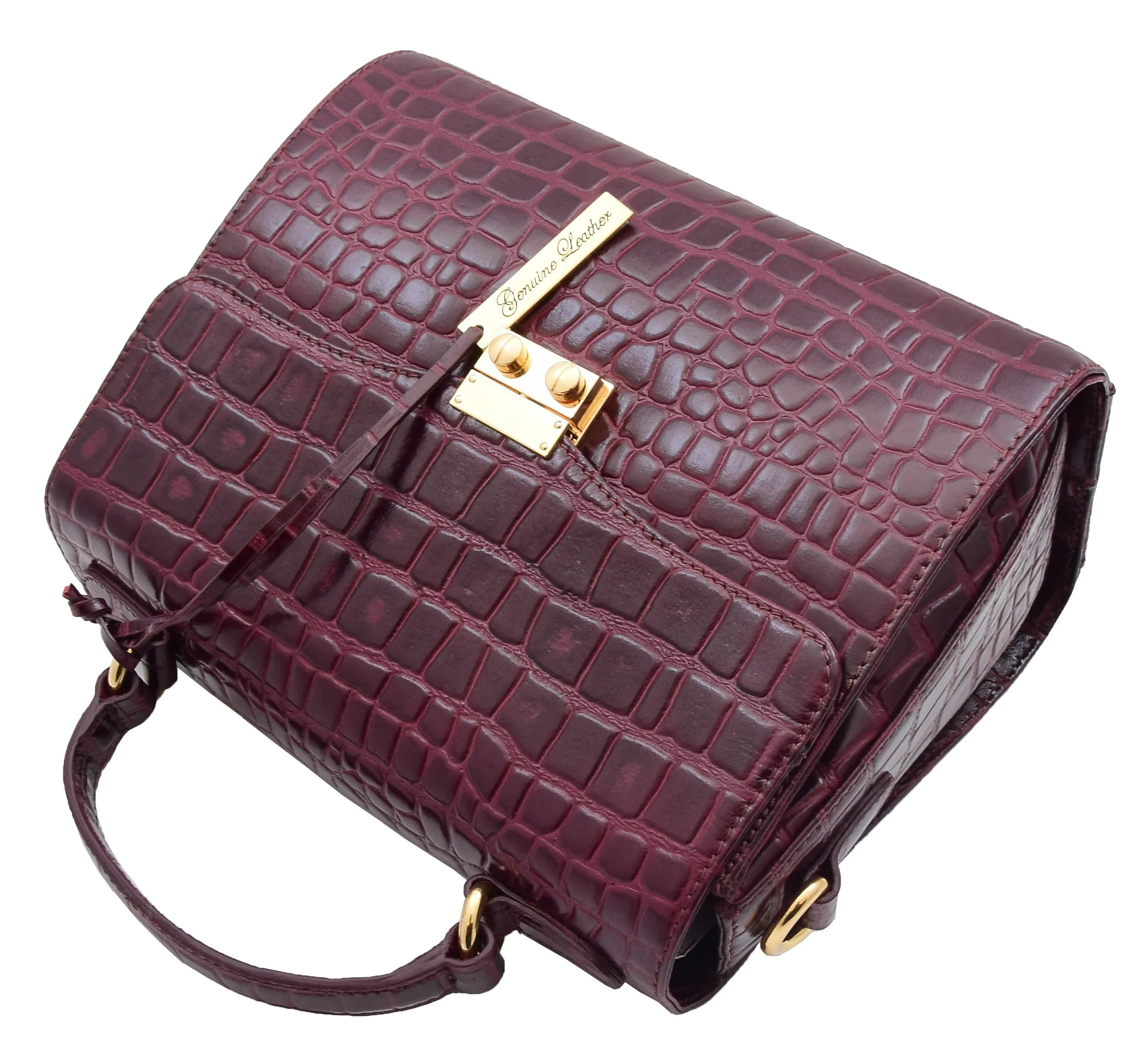 DR300 Women's Smart Work Leather Organiser Shoulder Bag Bordo