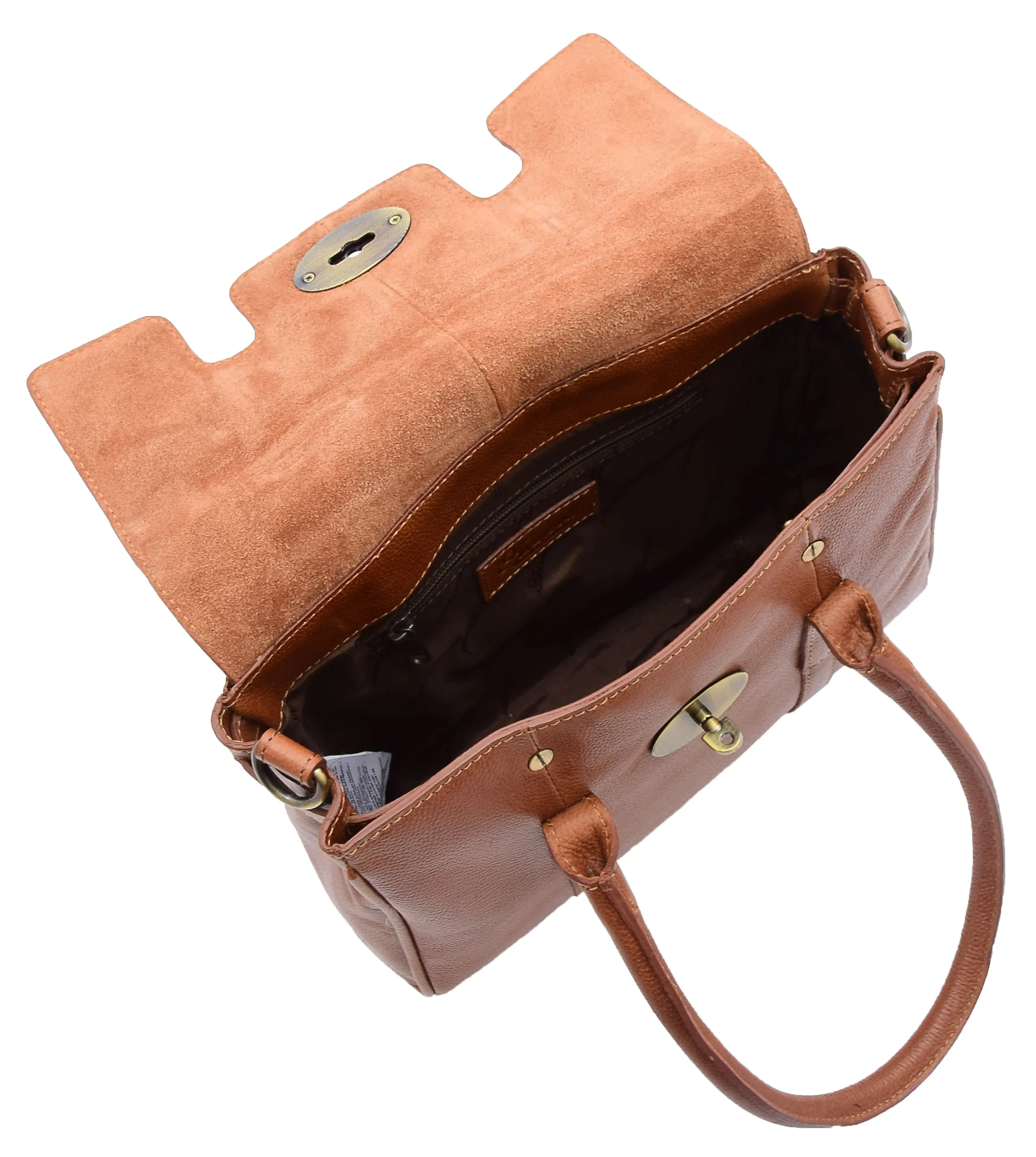 DR304 Women's Leather Shoulder Handbag Hobo Dress Bag Cognac