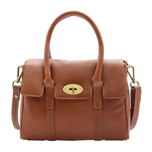 DR304 Women's Leather Shoulder Handbag Hobo Dress Bag Cognac