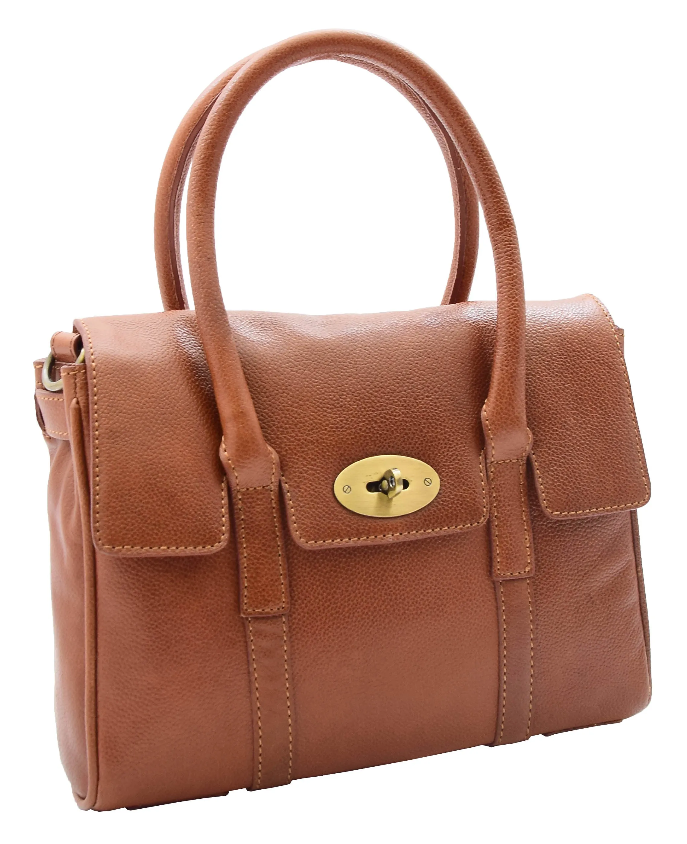 DR304 Women's Leather Shoulder Handbag Hobo Dress Bag Cognac