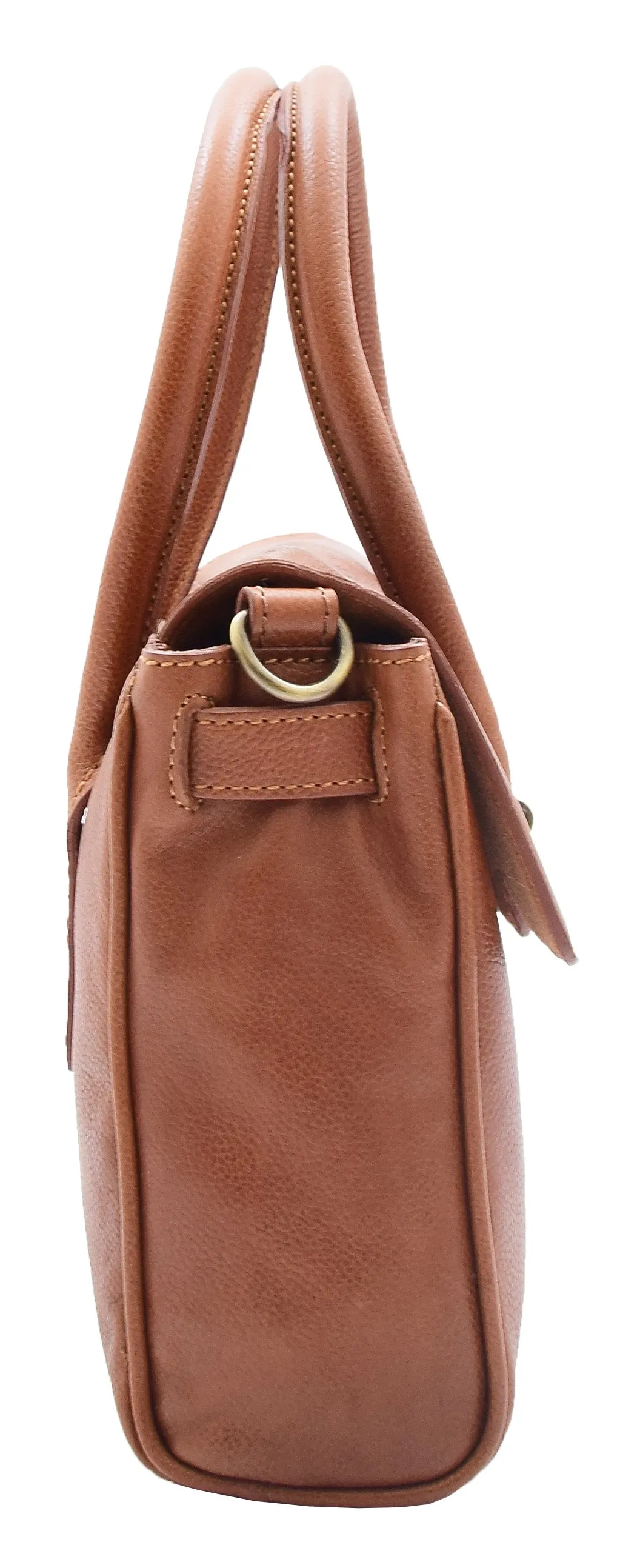 DR304 Women's Leather Shoulder Handbag Hobo Dress Bag Cognac