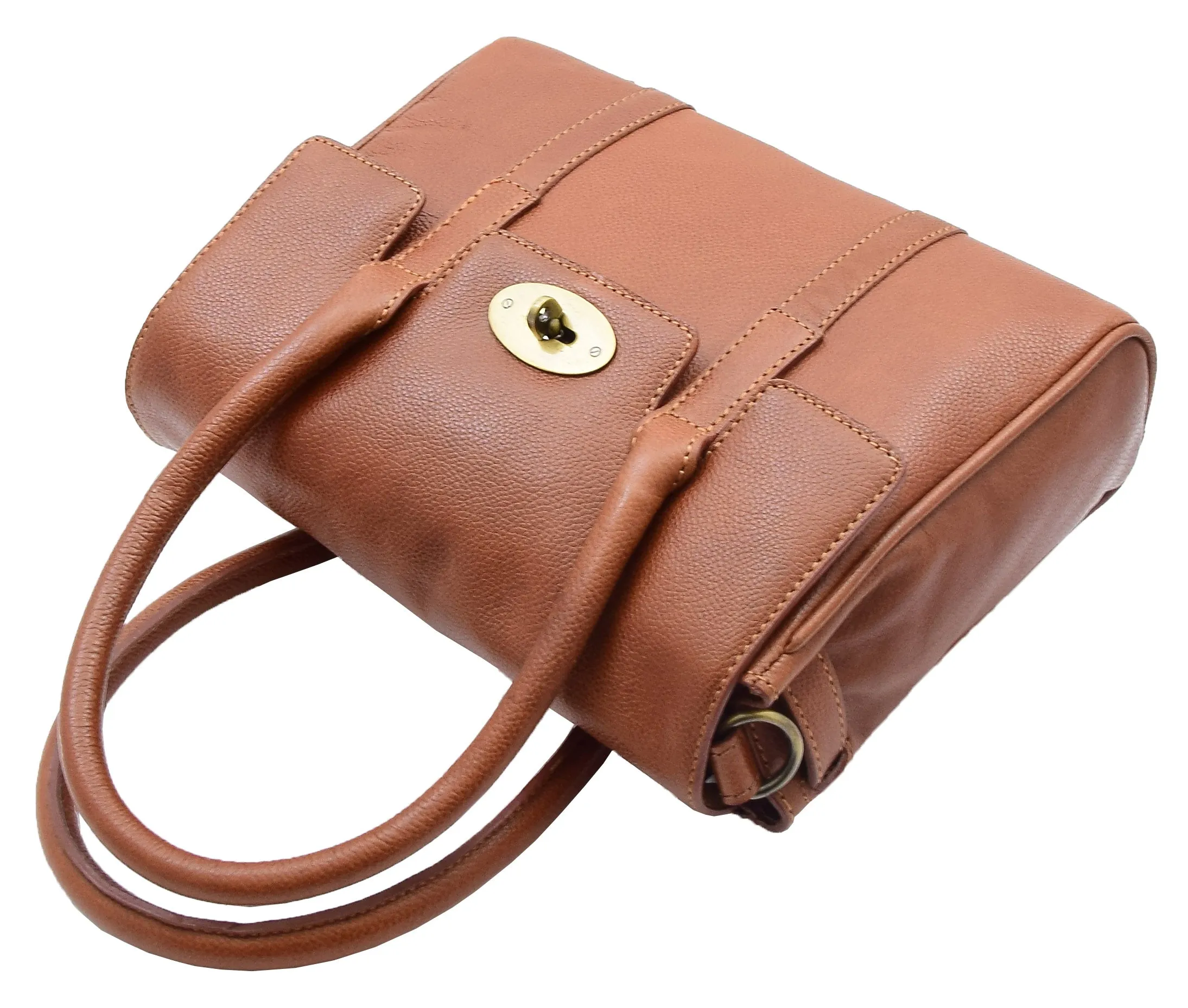 DR304 Women's Leather Shoulder Handbag Hobo Dress Bag Cognac