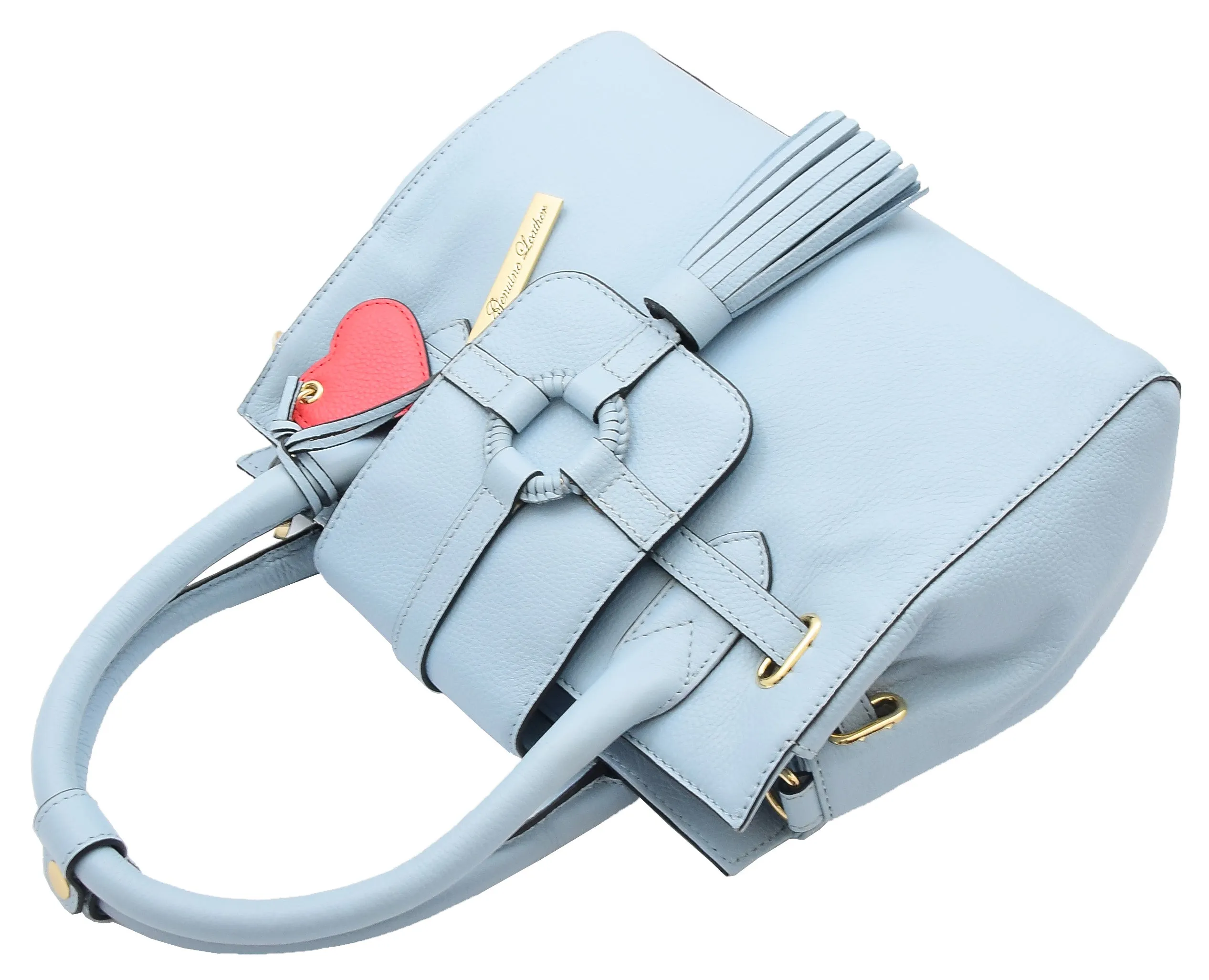 DR305 Women's Genuine Leather Shoulder Hobo Handbag Dress Bag Sky Blue
