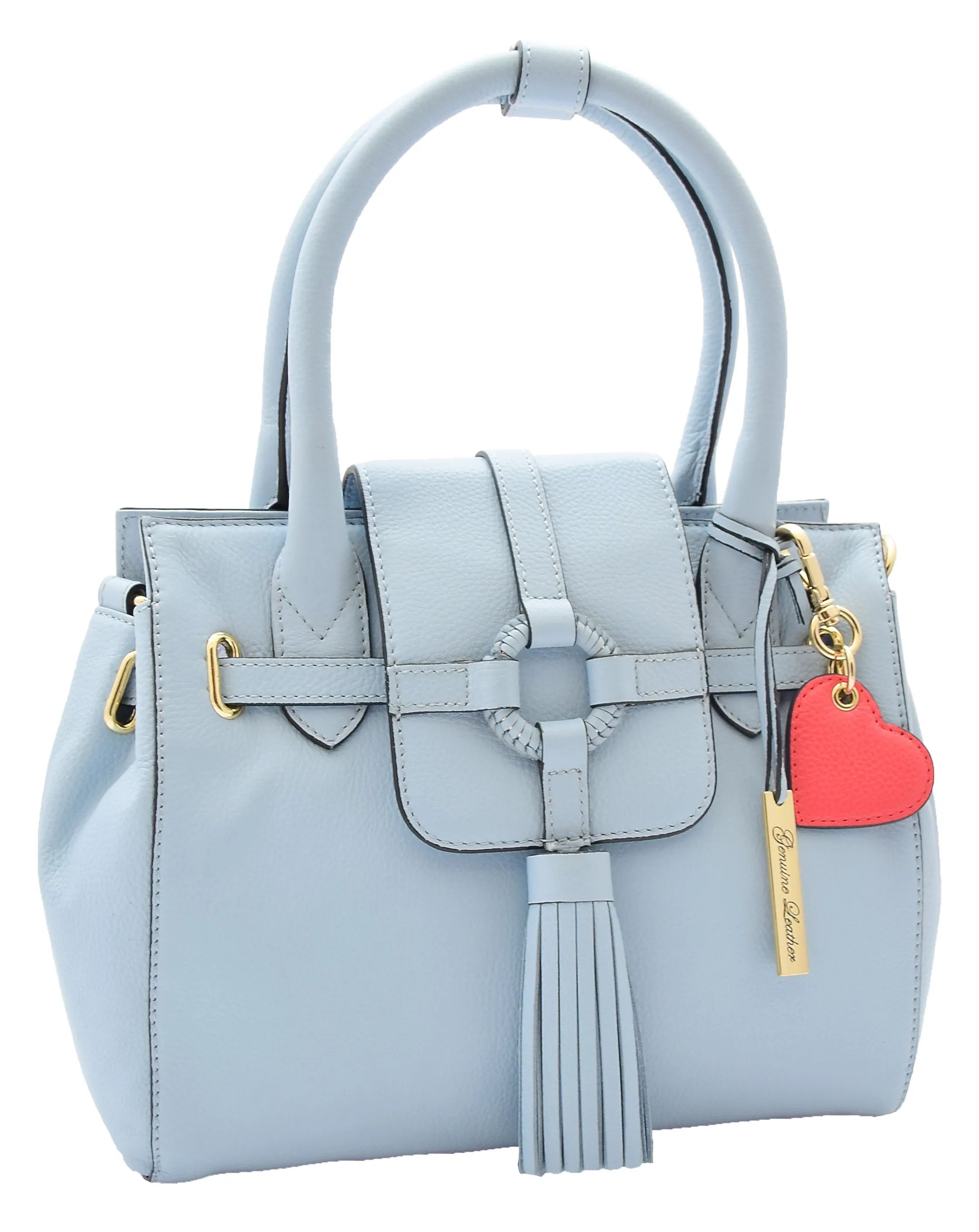 DR305 Women's Genuine Leather Shoulder Hobo Handbag Dress Bag Sky Blue