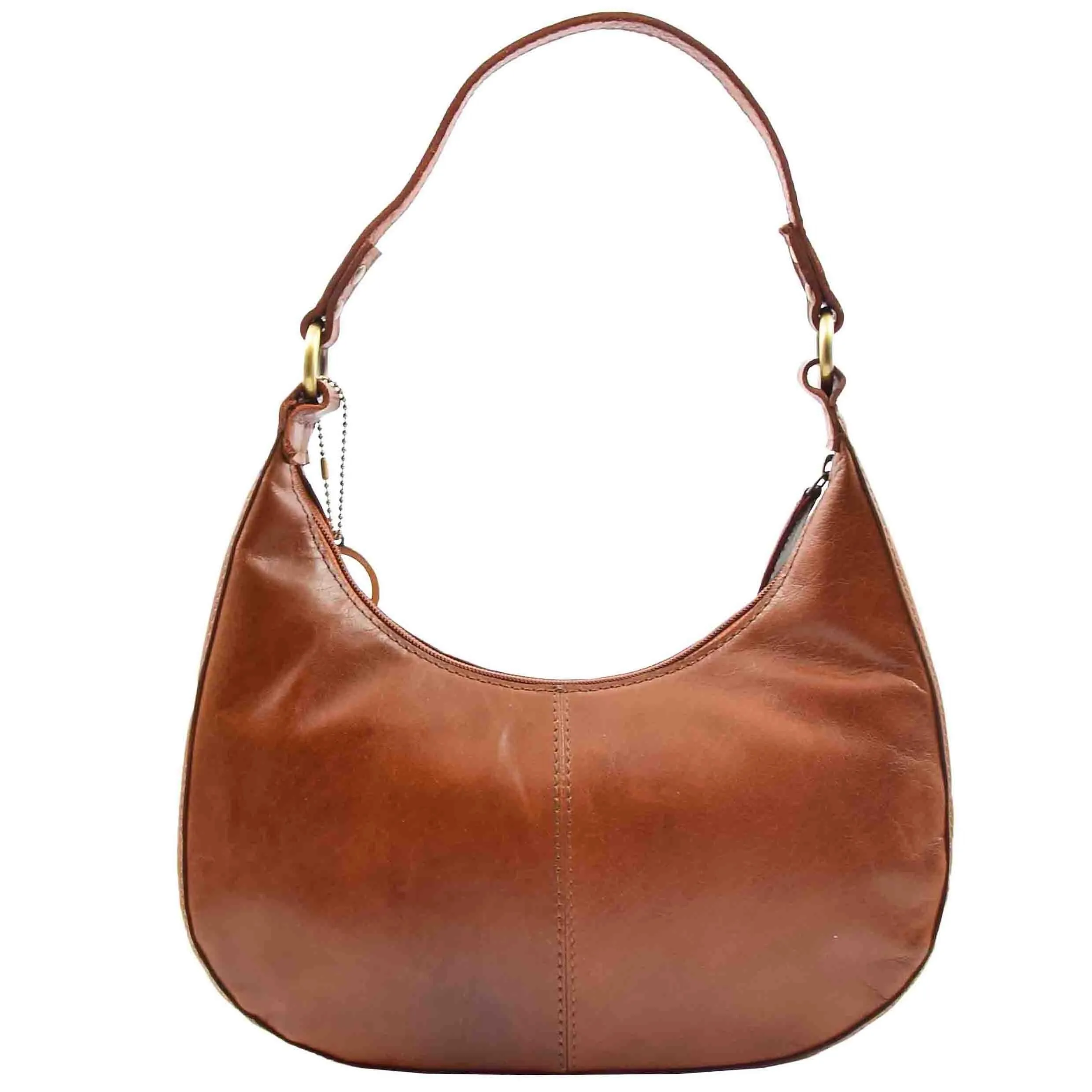 DR557 Women's Real Leather Classic Shoulder Hobo Bag Cognac
