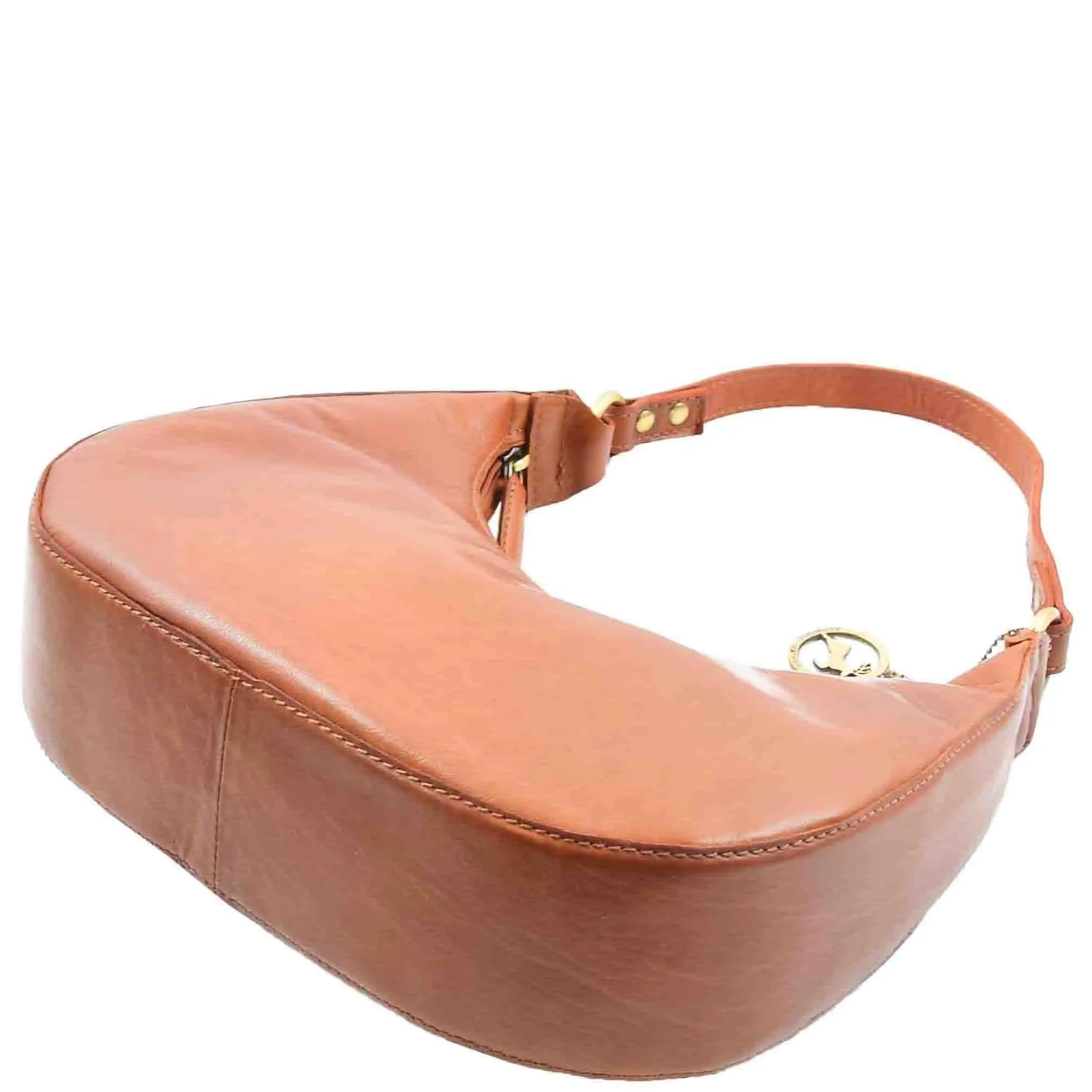 DR557 Women's Real Leather Classic Shoulder Hobo Bag Cognac