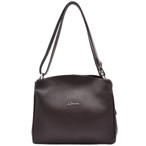 DR616 Women's Magnetic Snap Closure Leather Hobo Bag Brown
