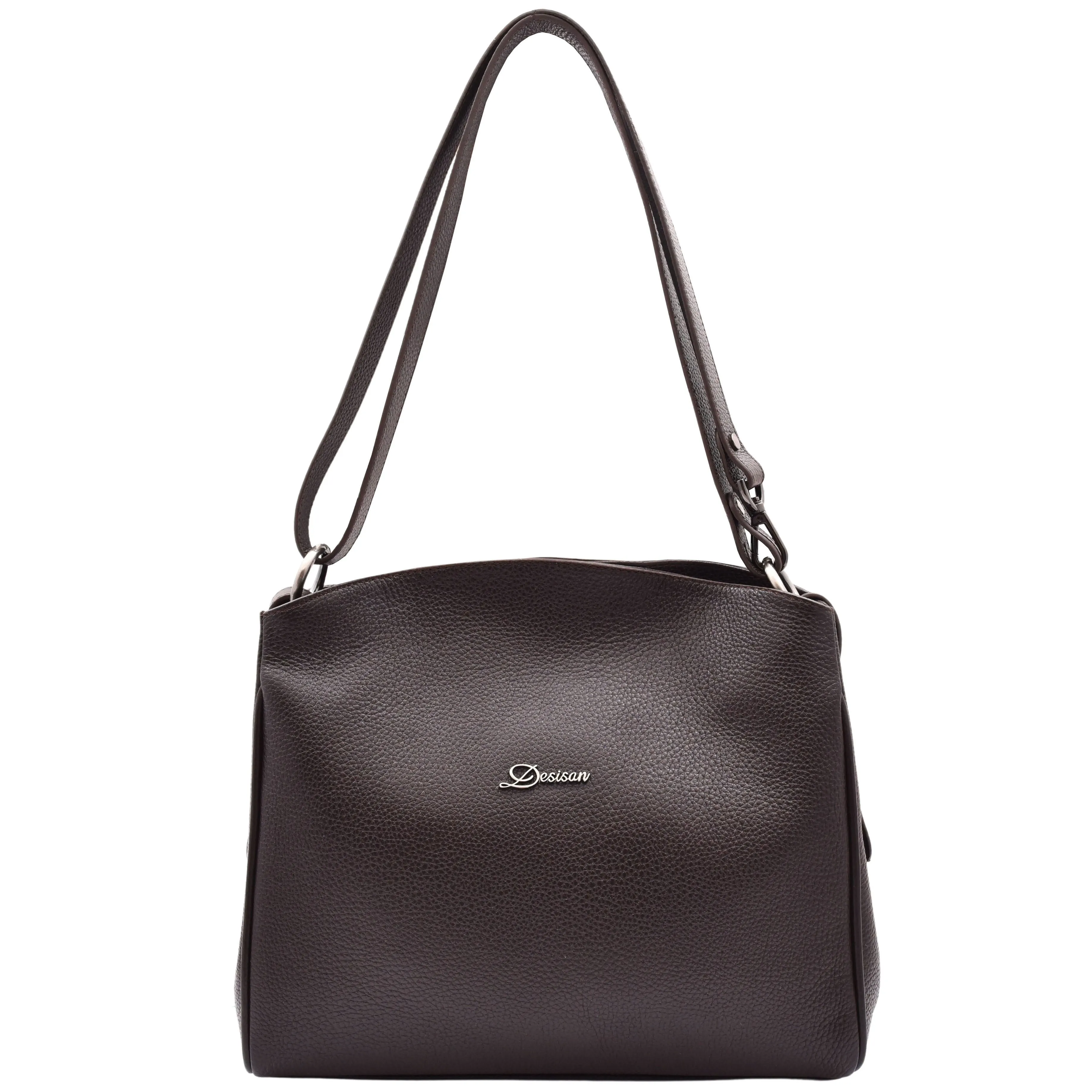DR616 Women's Magnetic Snap Closure Leather Hobo Bag Brown