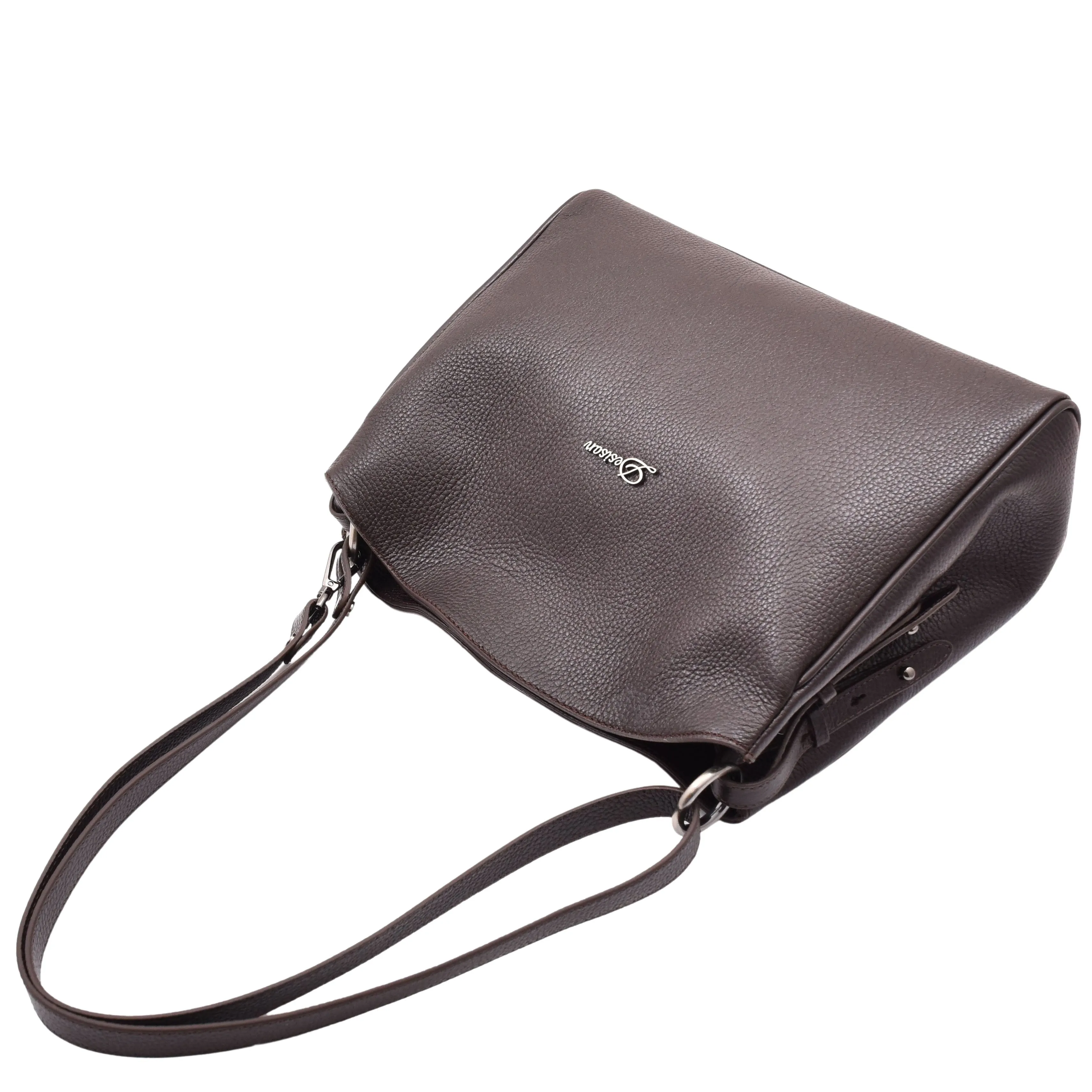 DR616 Women's Magnetic Snap Closure Leather Hobo Bag Brown