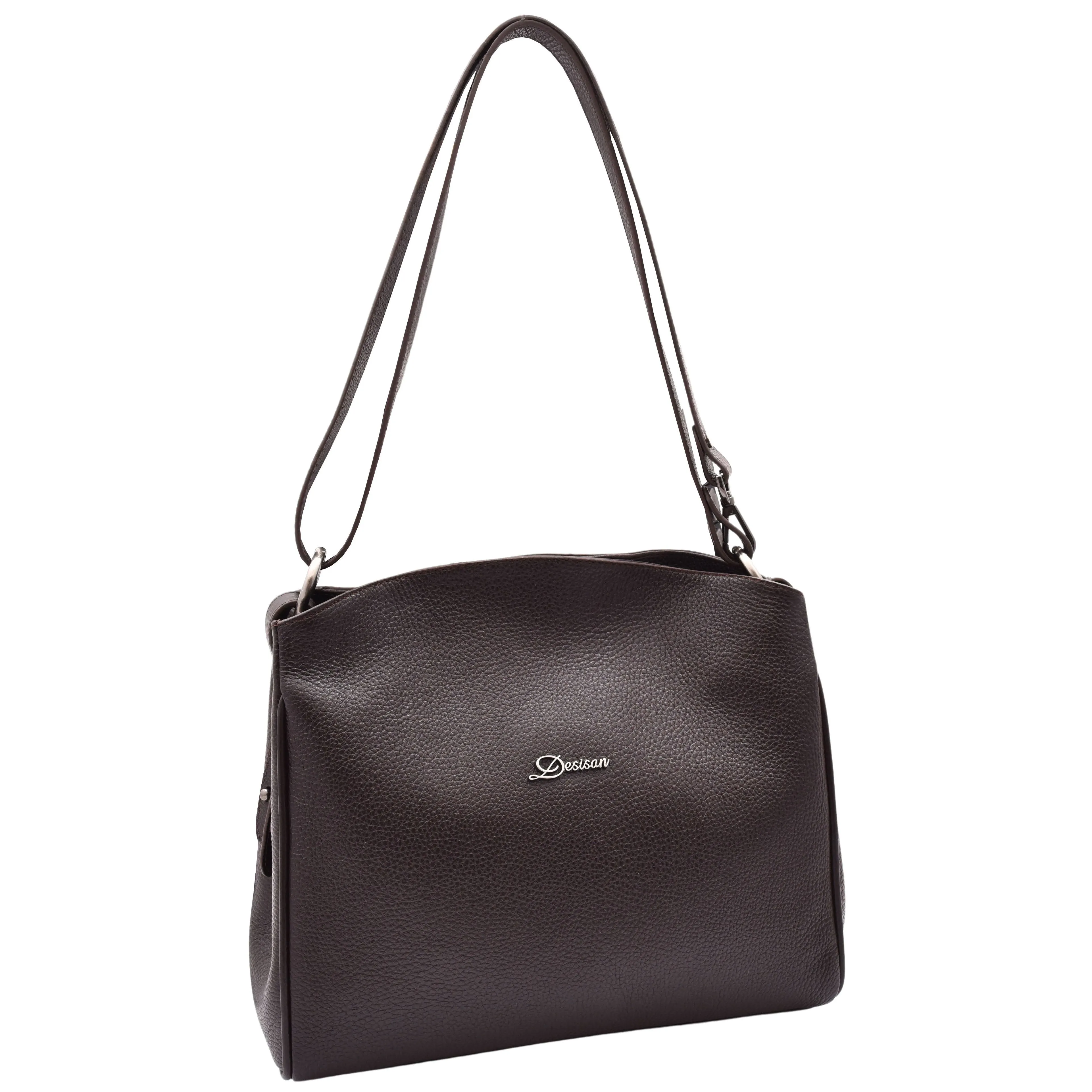 DR616 Women's Magnetic Snap Closure Leather Hobo Bag Brown