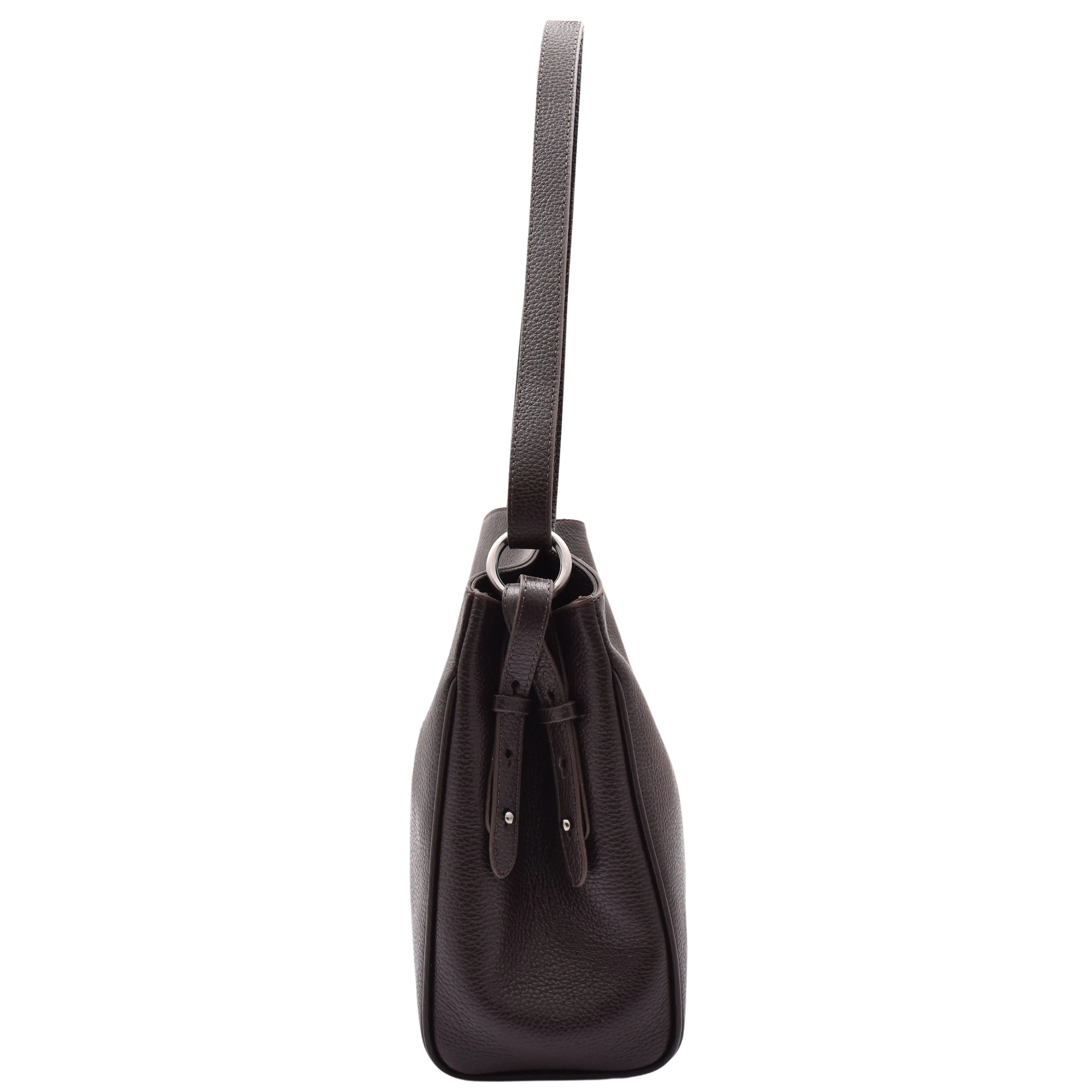 DR616 Women's Magnetic Snap Closure Leather Hobo Bag Brown