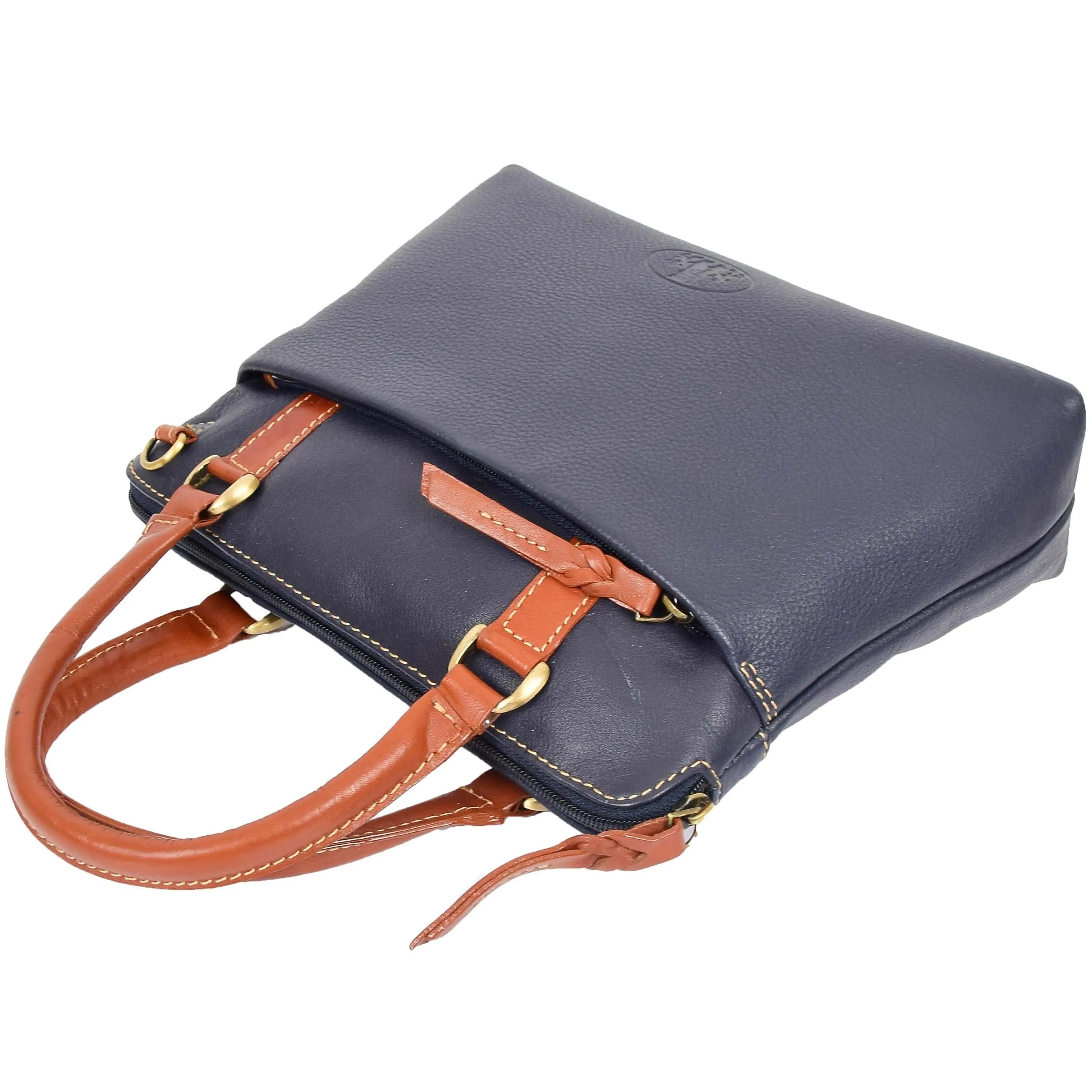 DR617 Women's Full Grain Leather Small Trendy Hobo Bag Navy