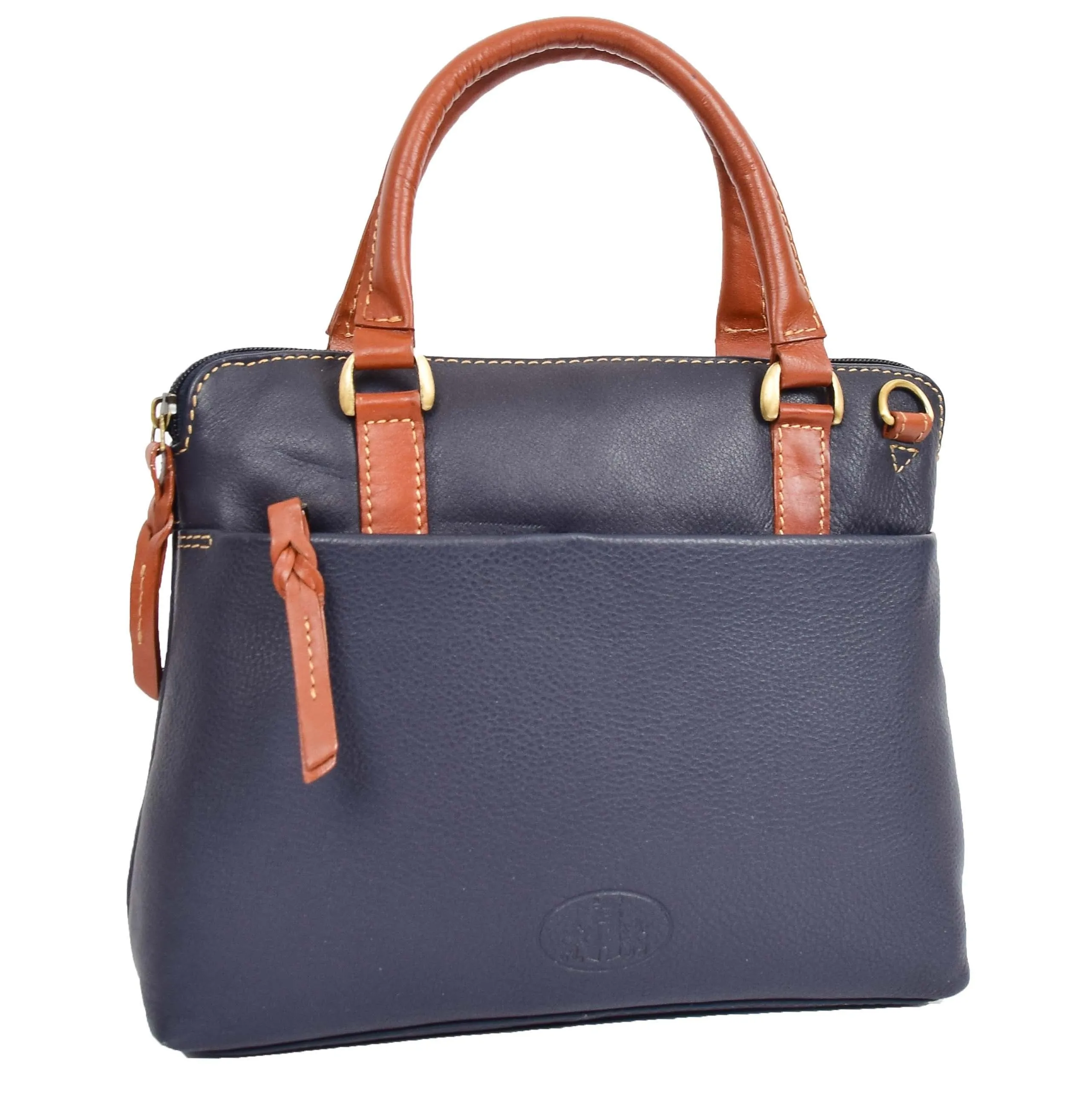 DR617 Women's Full Grain Leather Small Trendy Hobo Bag Navy