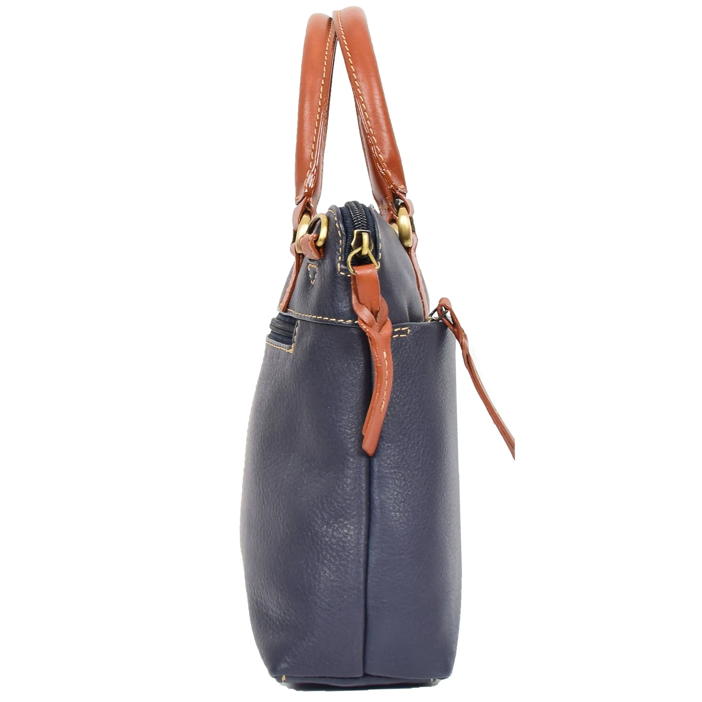 DR617 Women's Full Grain Leather Small Trendy Hobo Bag Navy