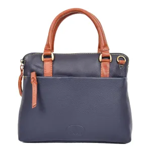 DR617 Women's Full Grain Leather Small Trendy Hobo Bag Navy