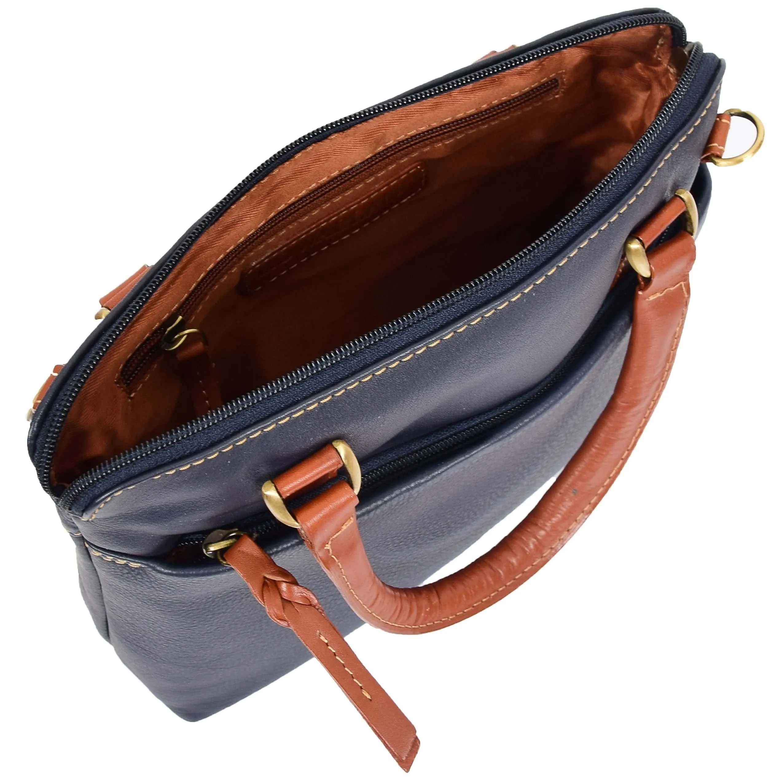 DR617 Women's Full Grain Leather Small Trendy Hobo Bag Navy