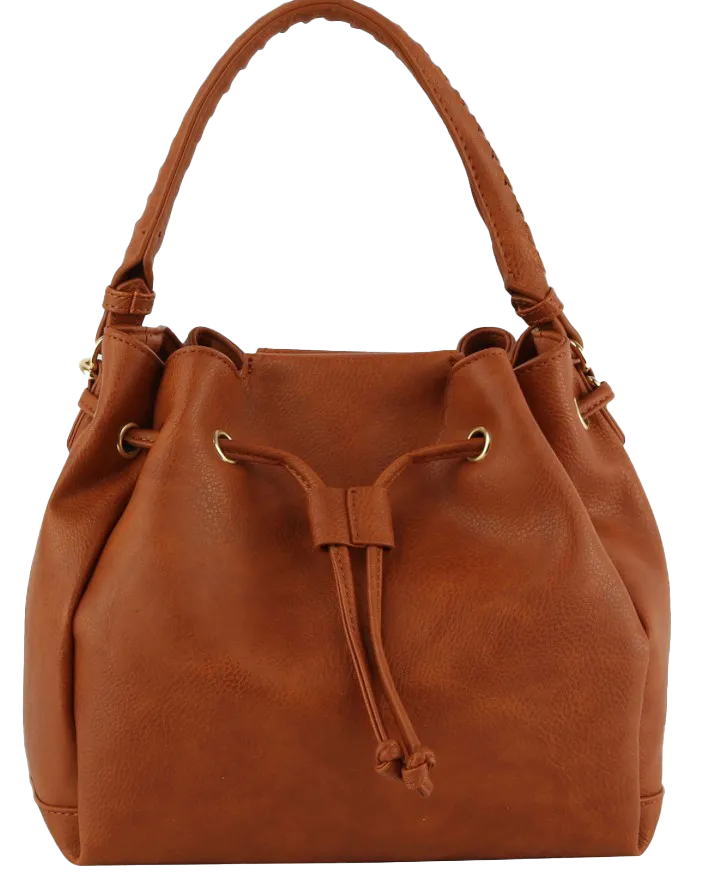 Drawstring Hobo Handbag -Brown