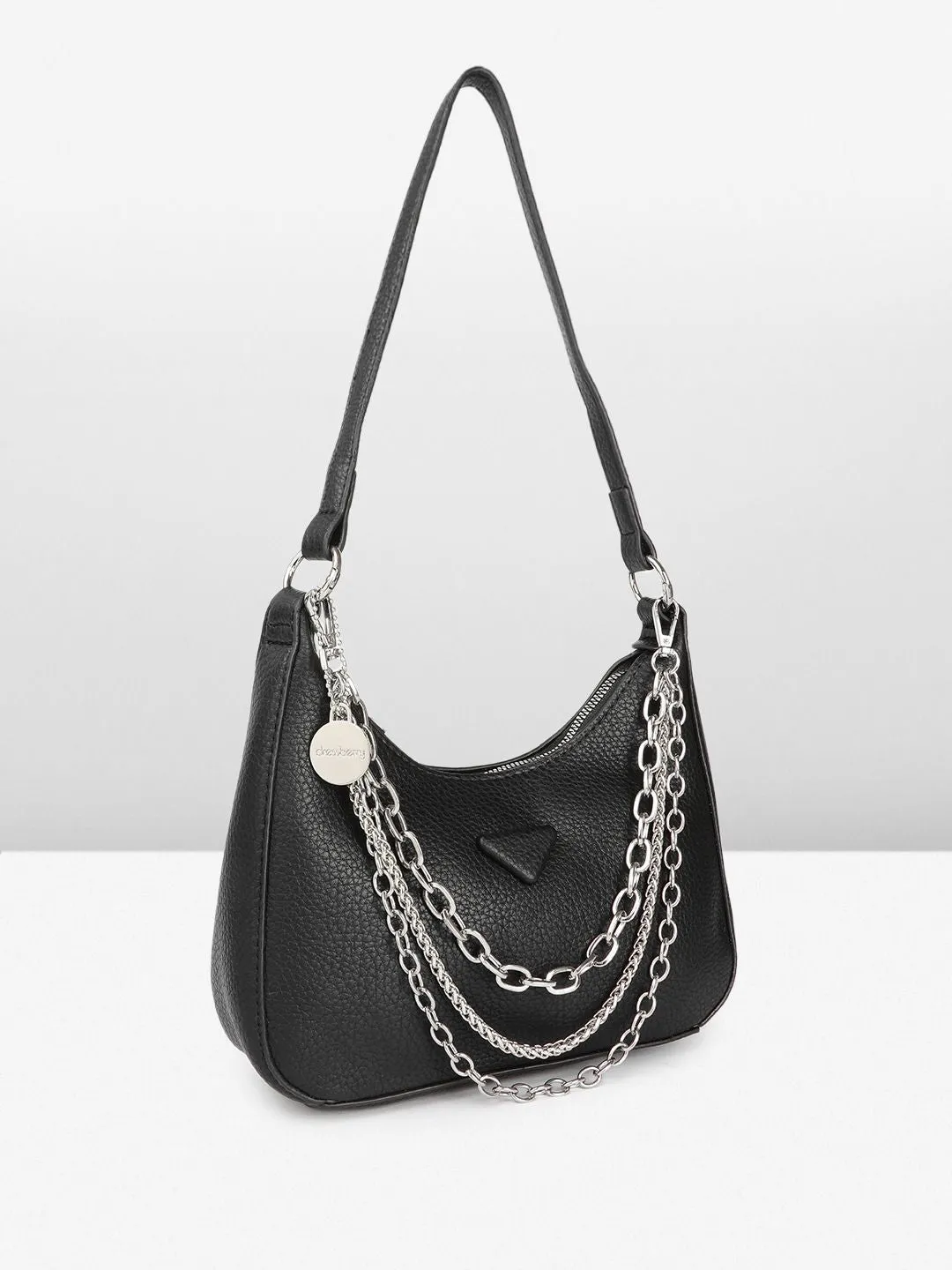 DressBerry Textured Structured Hobo Bag with Detachable Chains