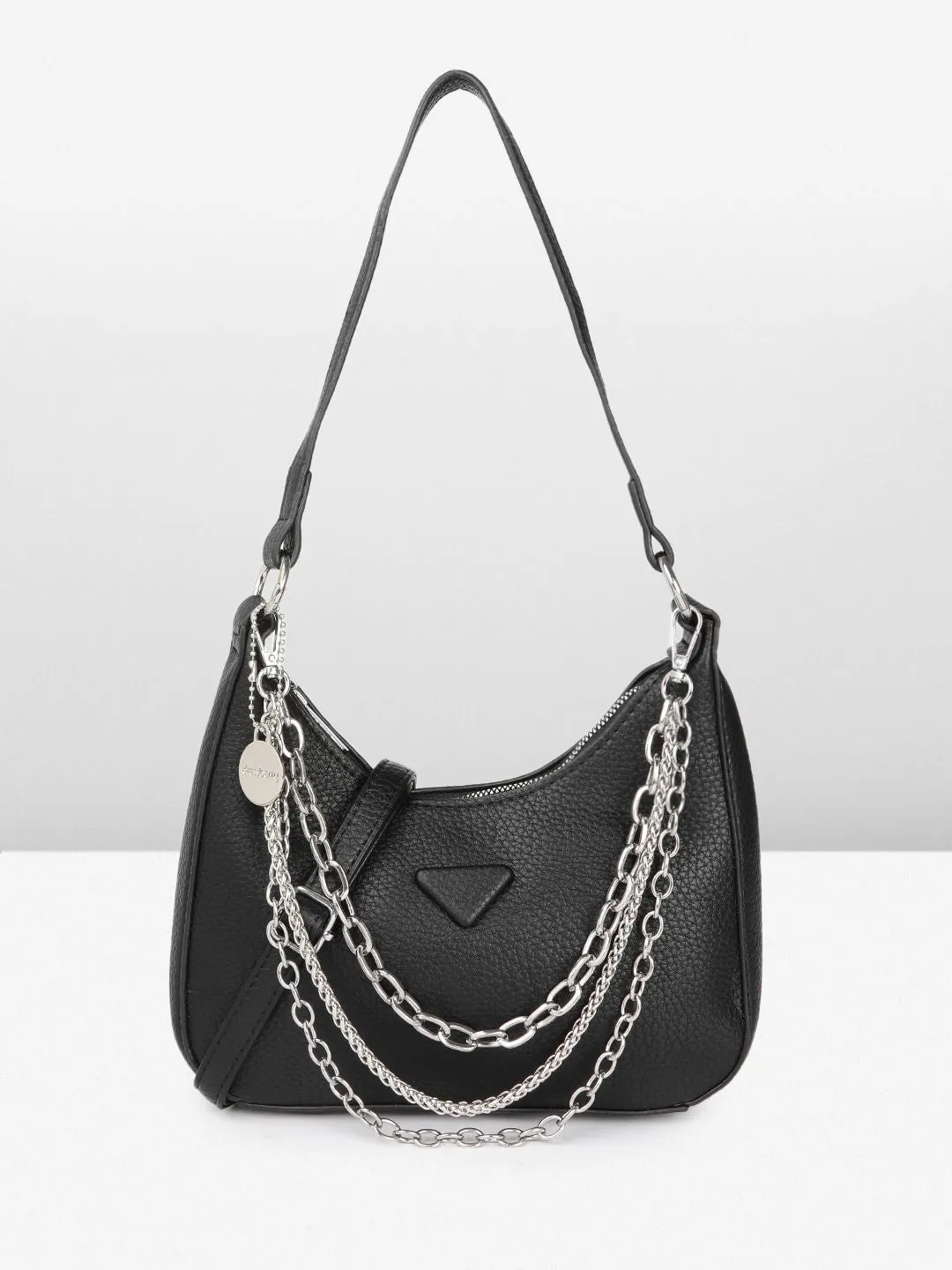 DressBerry Textured Structured Hobo Bag with Detachable Chains