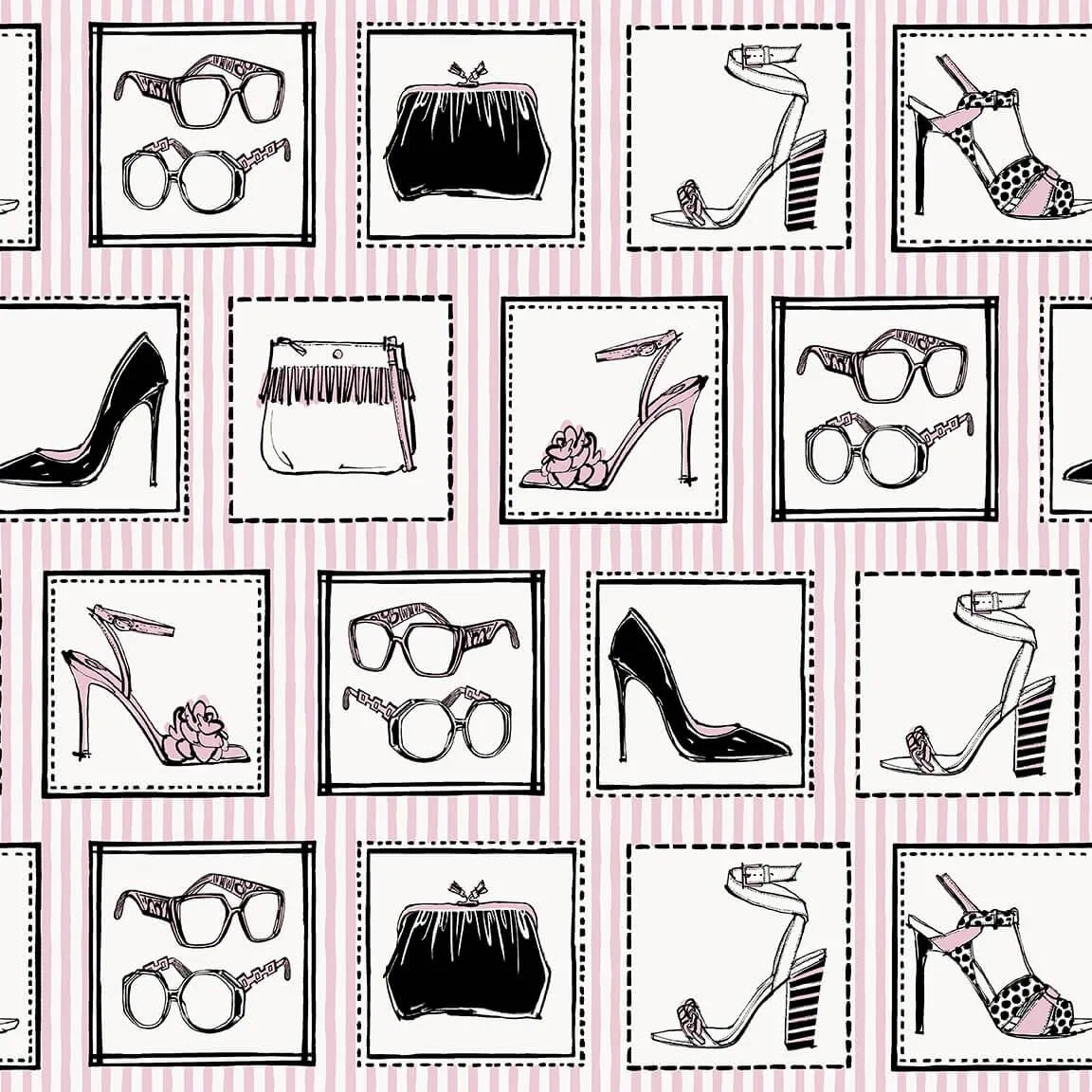 Dressed & Obsessed by Studio E Fabrics  FASHION SQUARES/PINK