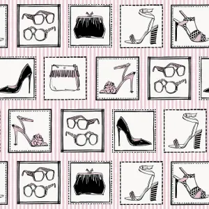 Dressed & Obsessed by Studio E Fabrics  FASHION SQUARES/PINK