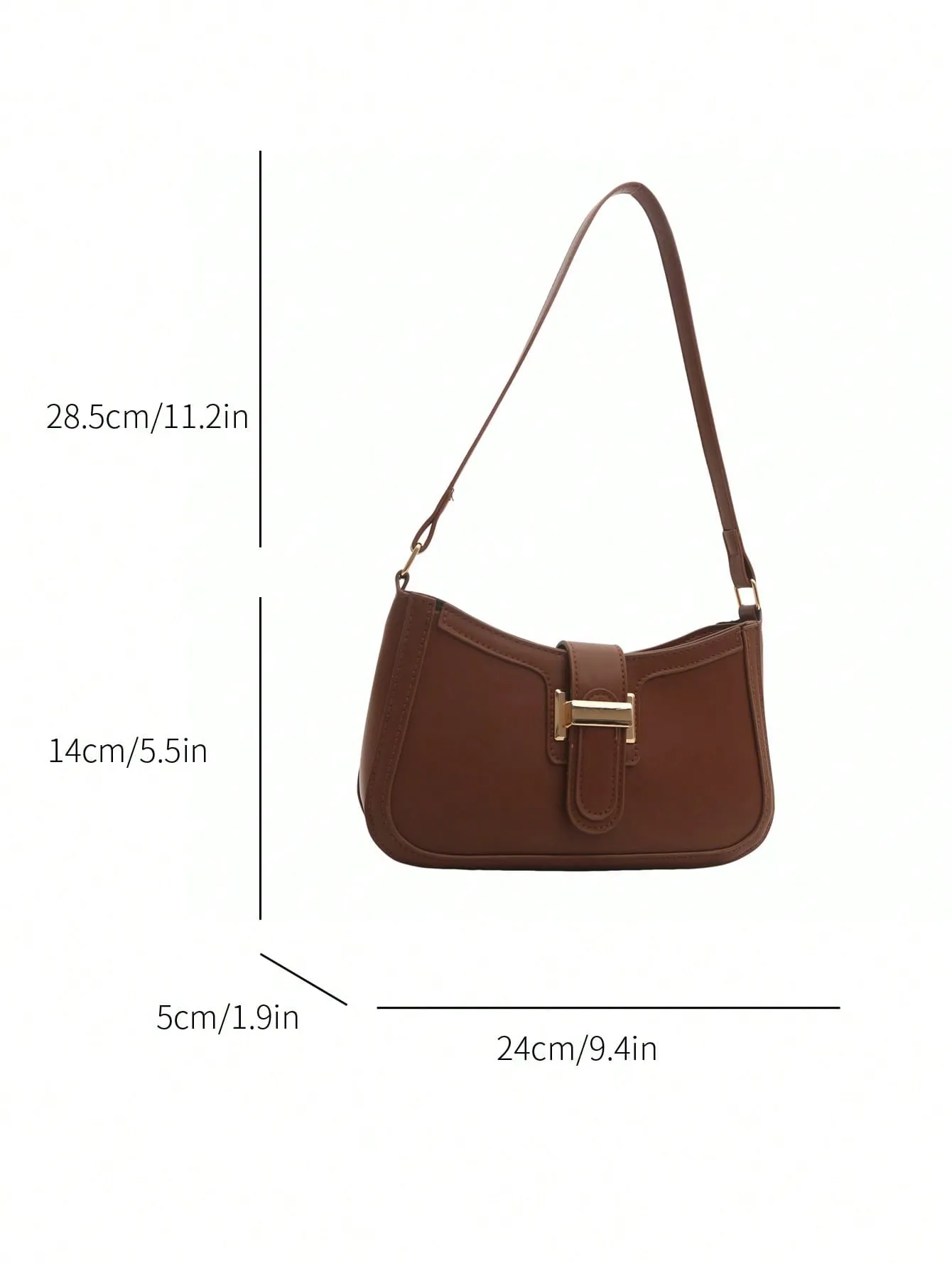 Elegant Crescent-Shaped Shoulder Bag - Coffee Brown