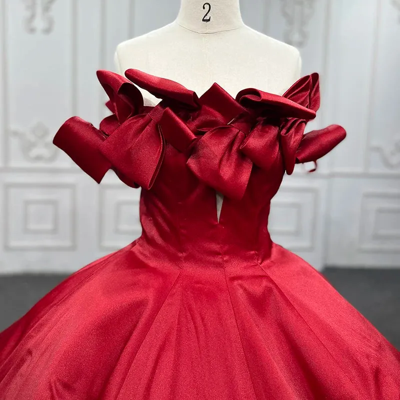 Elegant Red Quinceanera Dresses Off Shoulder Lace Up Satin Ball Gown