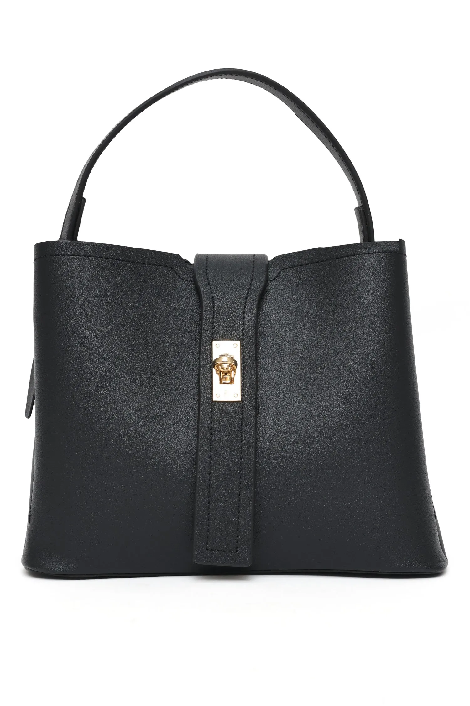 ELEGANZA GRACE AURORA LOCK HAND BAG-BLACK