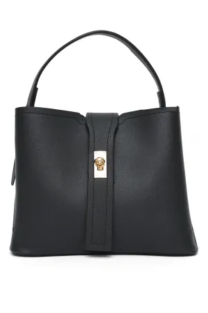 ELEGANZA GRACE AURORA LOCK HAND BAG-BLACK