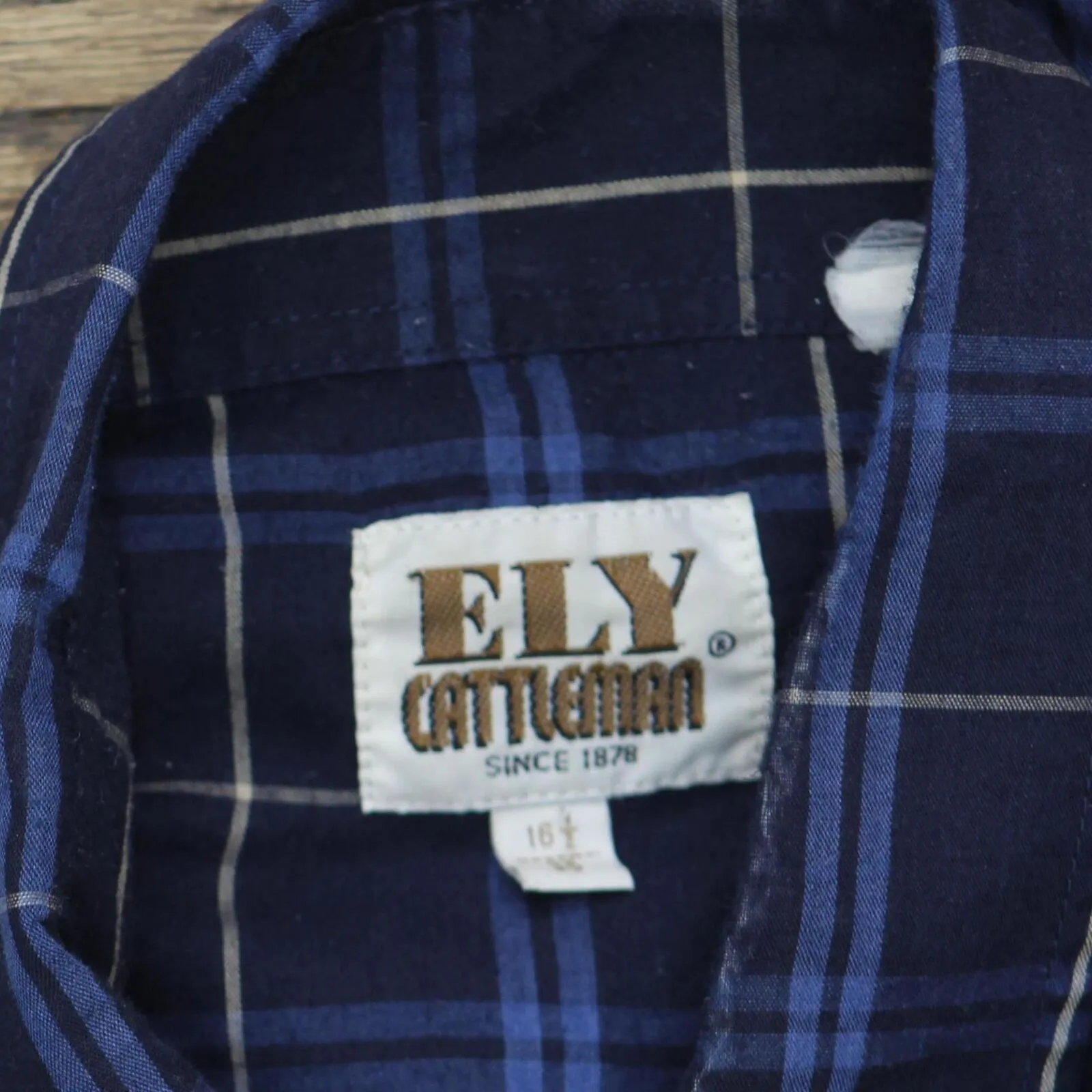 Ely Cattleman Mens Snap Front Long Sleeve Dress Shirt Navy Blue 16 1/2 35
