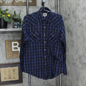 Ely Cattleman Mens Snap Front Long Sleeve Dress Shirt Navy Blue 16 1/2 35