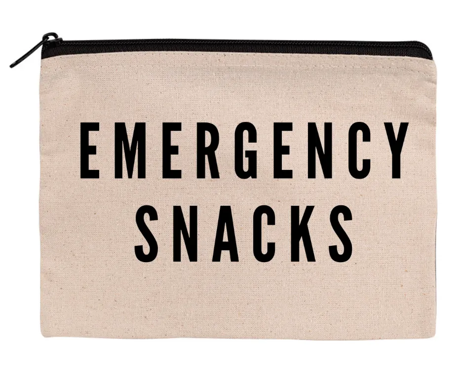 Emergency Snacks Zippered Canvas Pouch