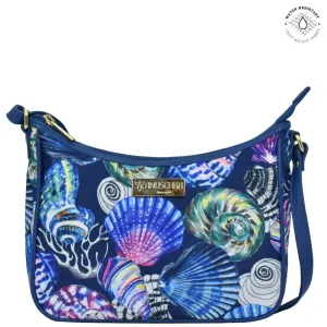 Fabric with Leather Trim East/West Hobo - 12013