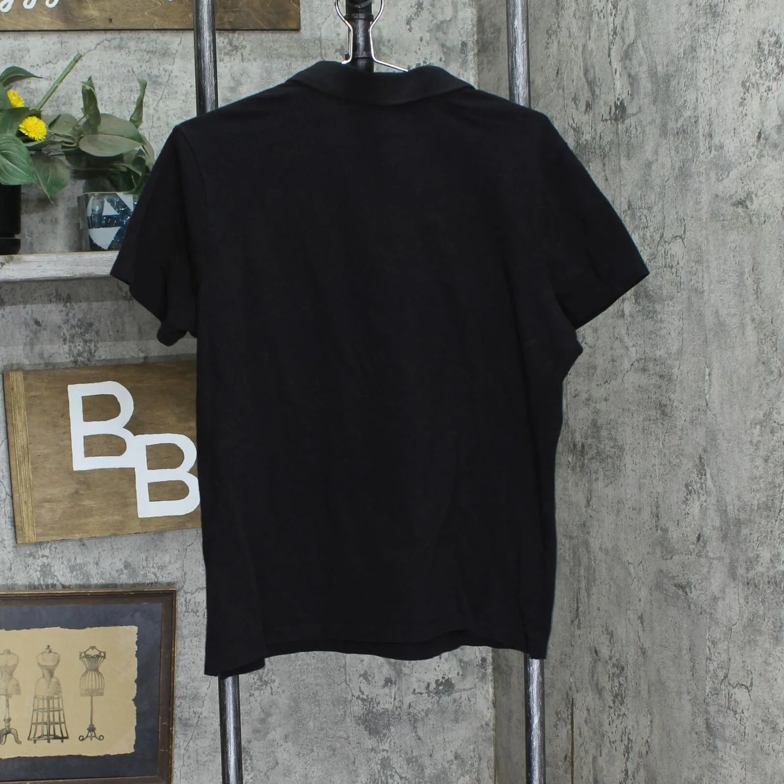 Faded Glory Womens Short Sleeve Stretch Pique Polo Shirt Black 2XL