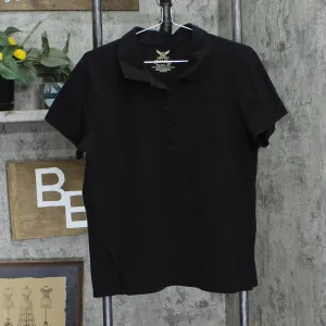 Faded Glory Womens Short Sleeve Stretch Pique Polo Shirt Black 2XL